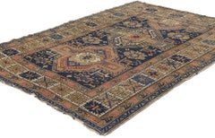Antique Earth-Tone Caucasus Kuba Carpet