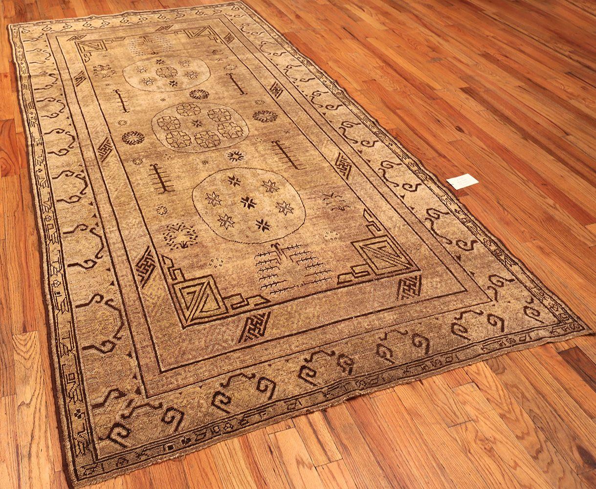 Antique Earth Tone Color Khotan Rug In Good Condition In New York, NY