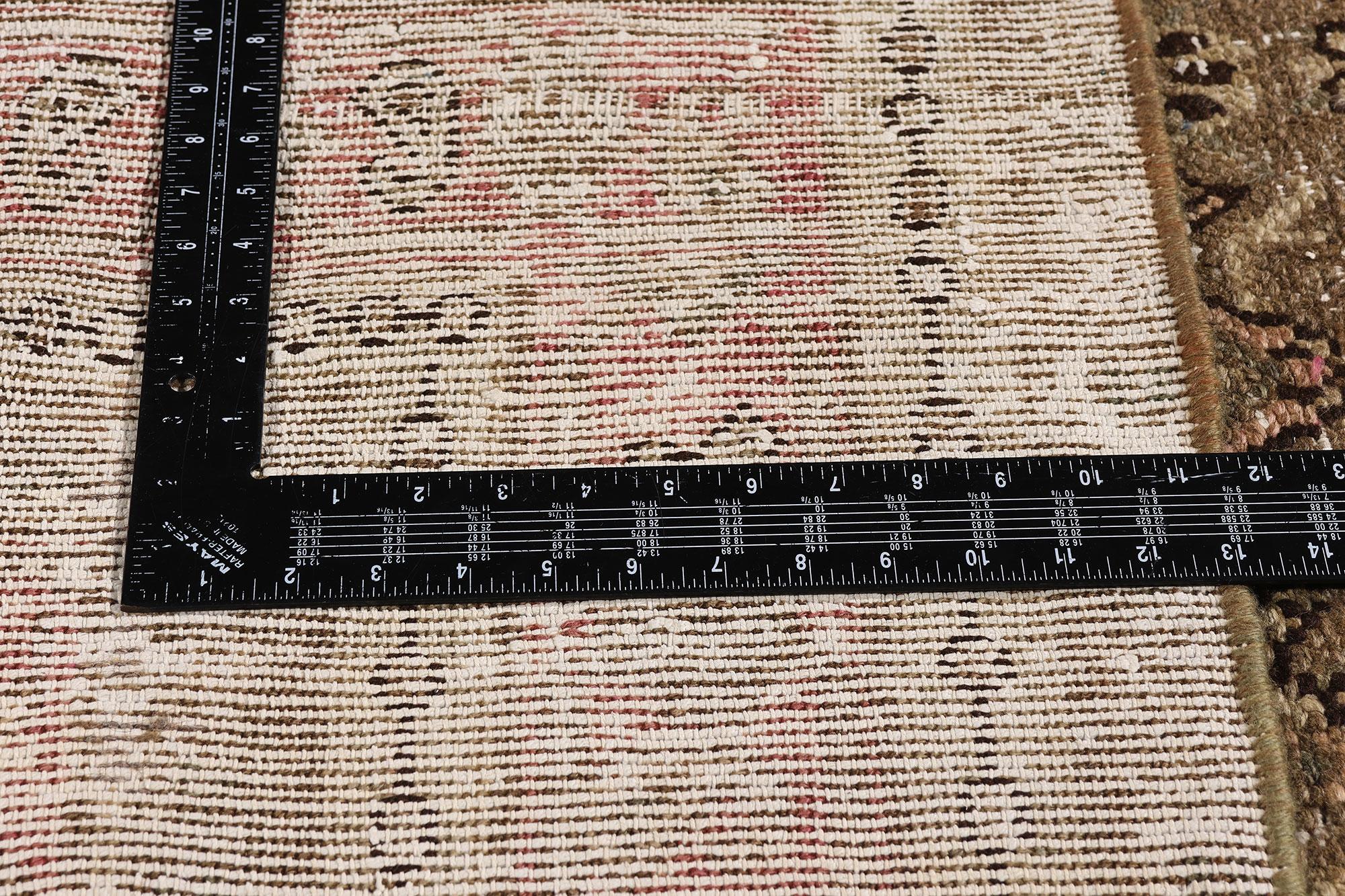 Antique Earth-Tone Persian Joshegan Rug with Modern Rustic Style For Sale 3