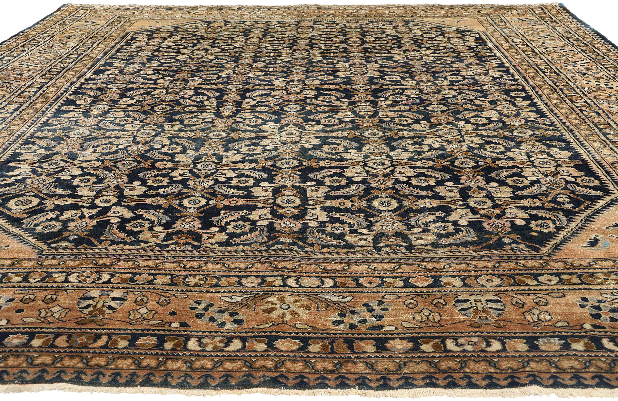 Alfombra Persa Malayer Antigua Tono Tierra, 11'00 x 13'08 Anudado a mano en venta