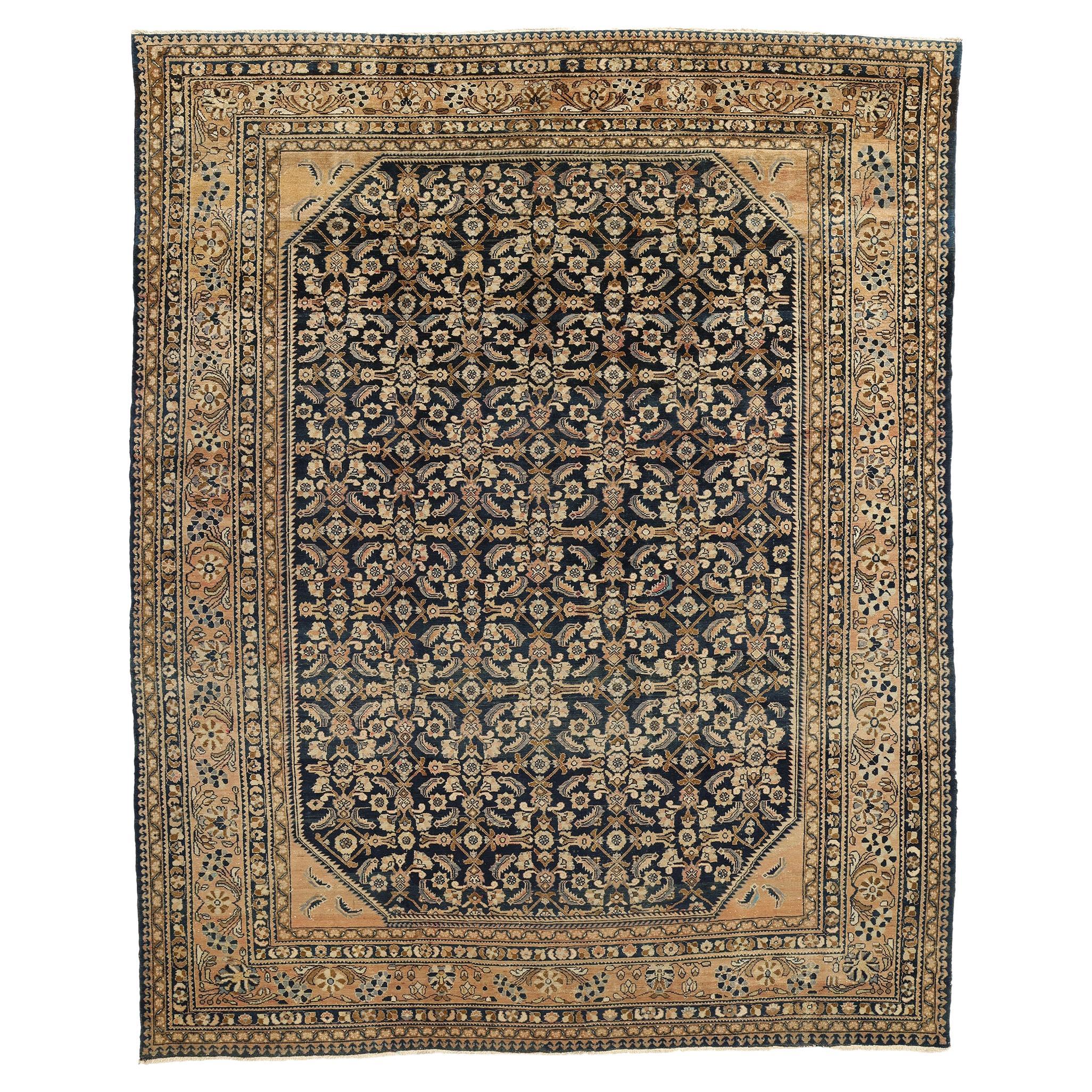 Alfombra Persa Malayer Antigua Tono Tierra, 11'00 x 13'08 en venta