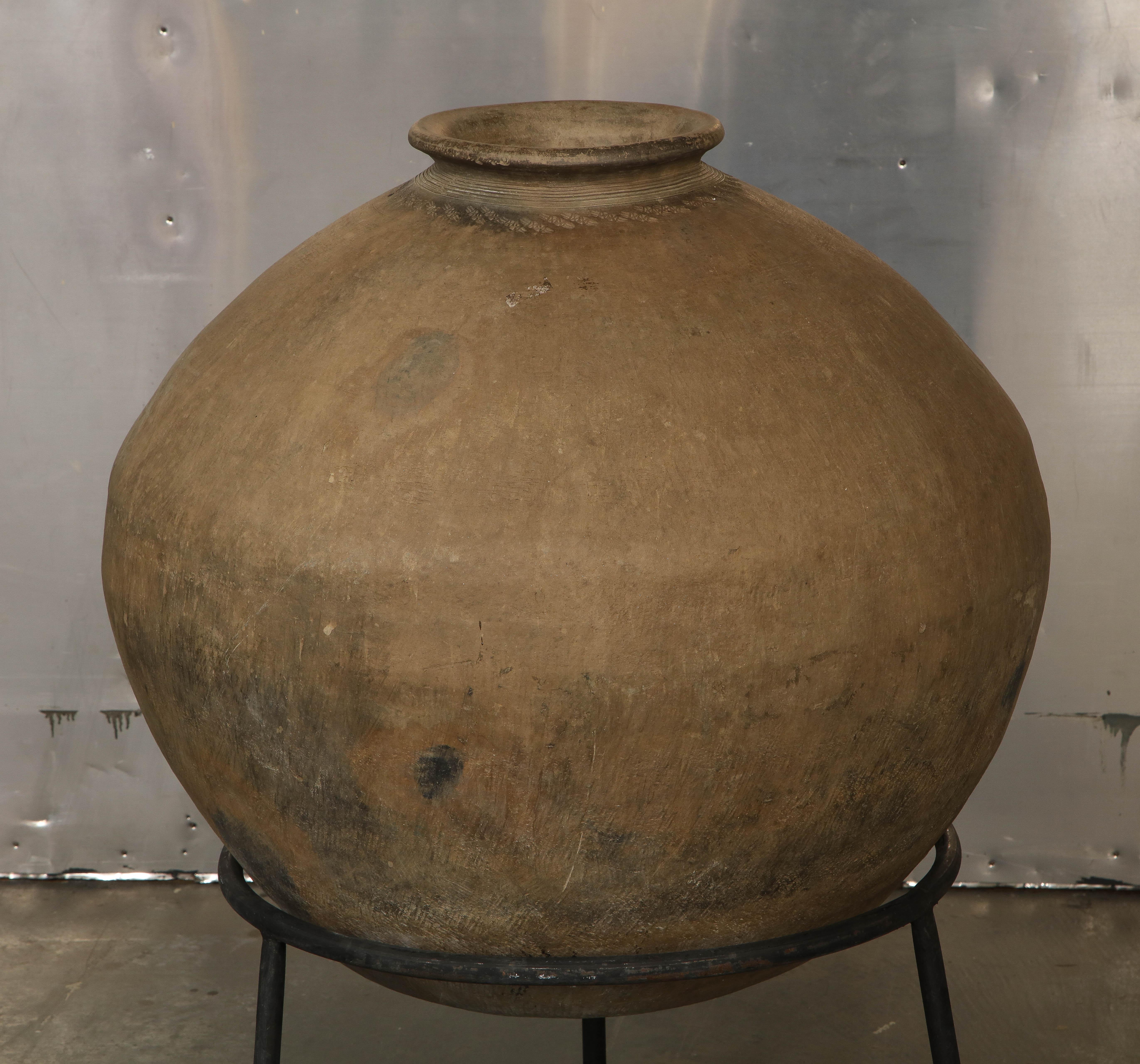 Antique Earthenware Amphora on Stand 1