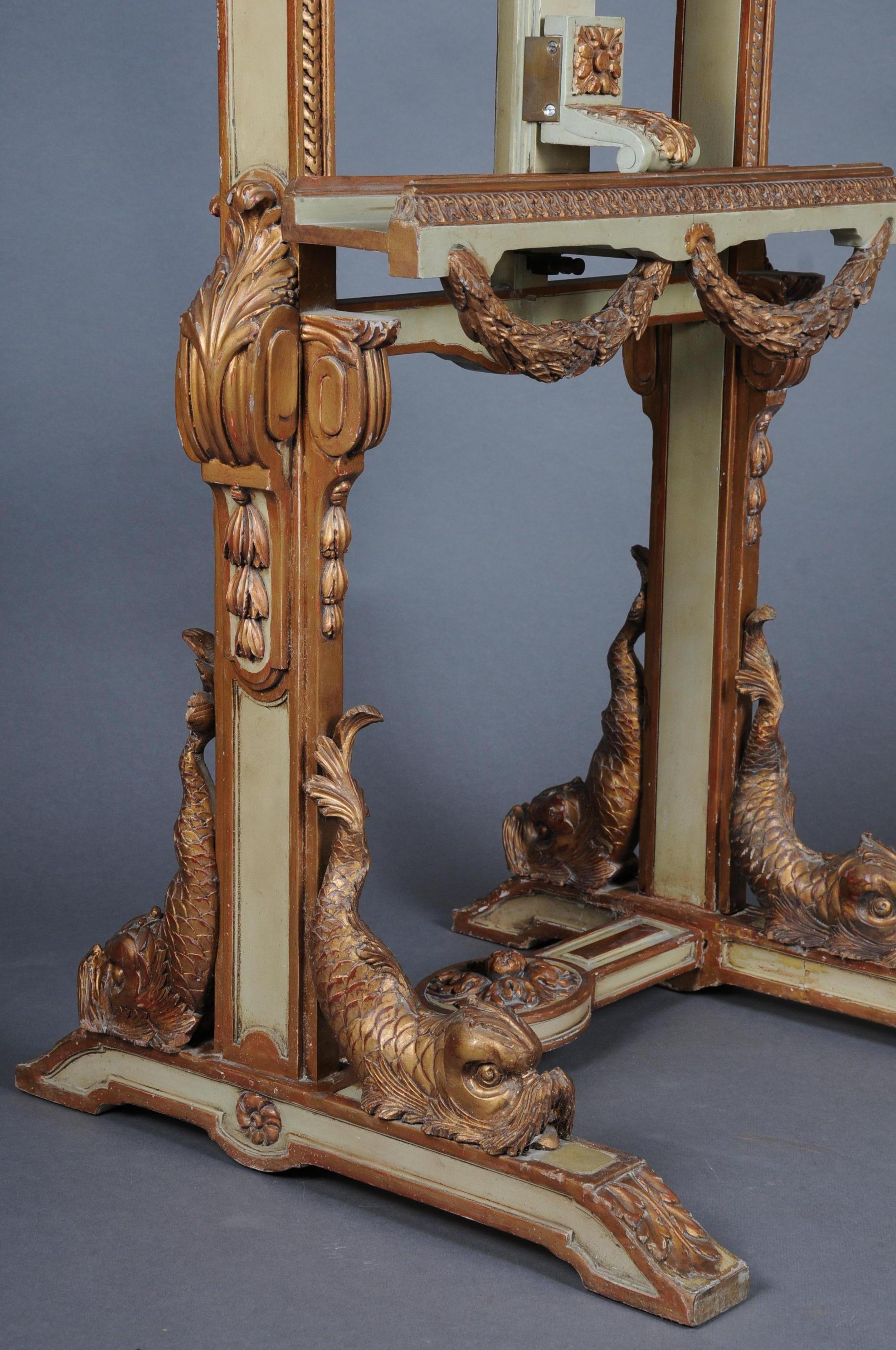 19th Century Antique Easel with Dolphins in Napoleon III, circa 1870 For Sale