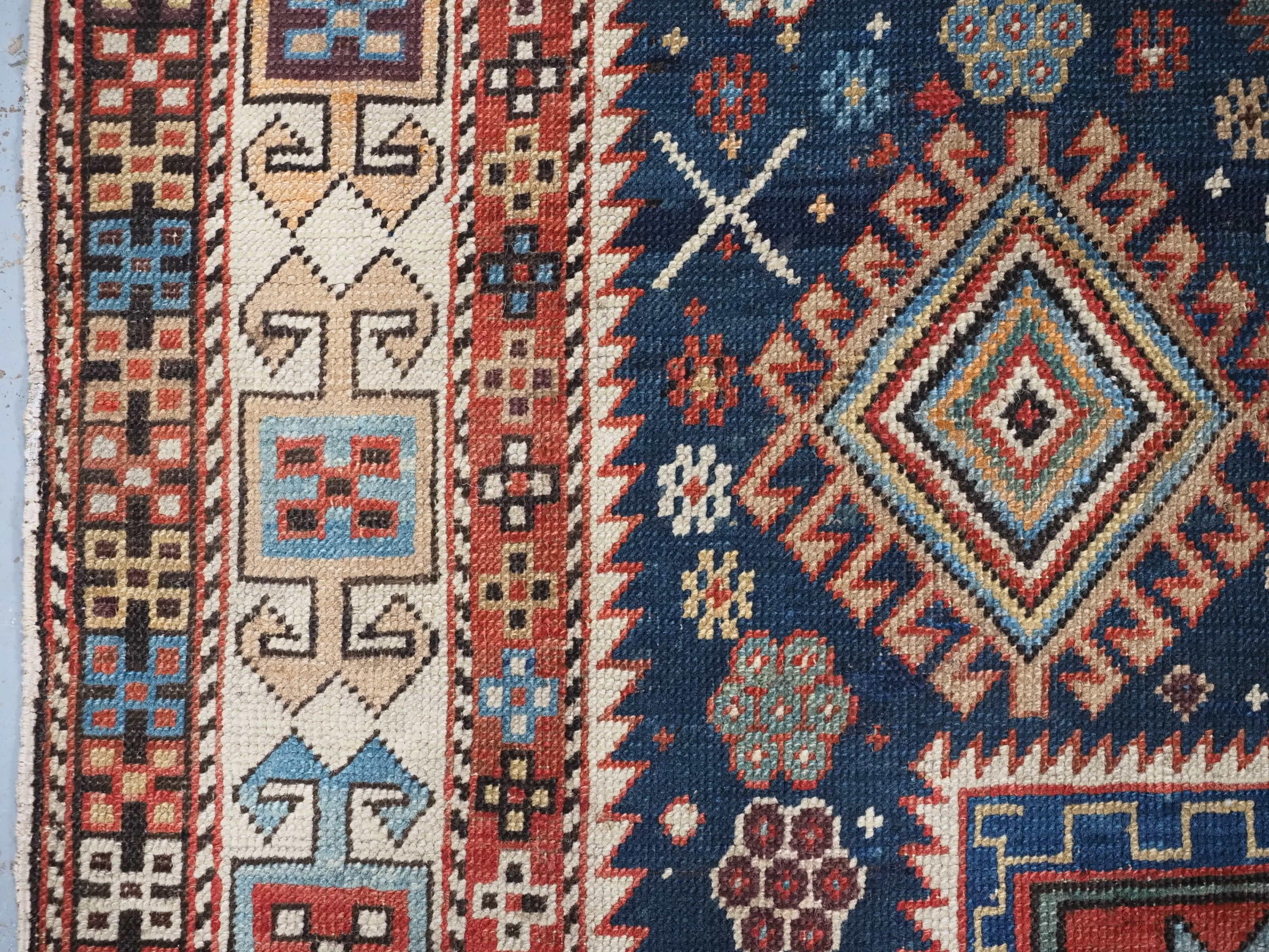 Antique East Caucasian Akstafa rug with twin medallions.  Circa 1890. For Sale 3