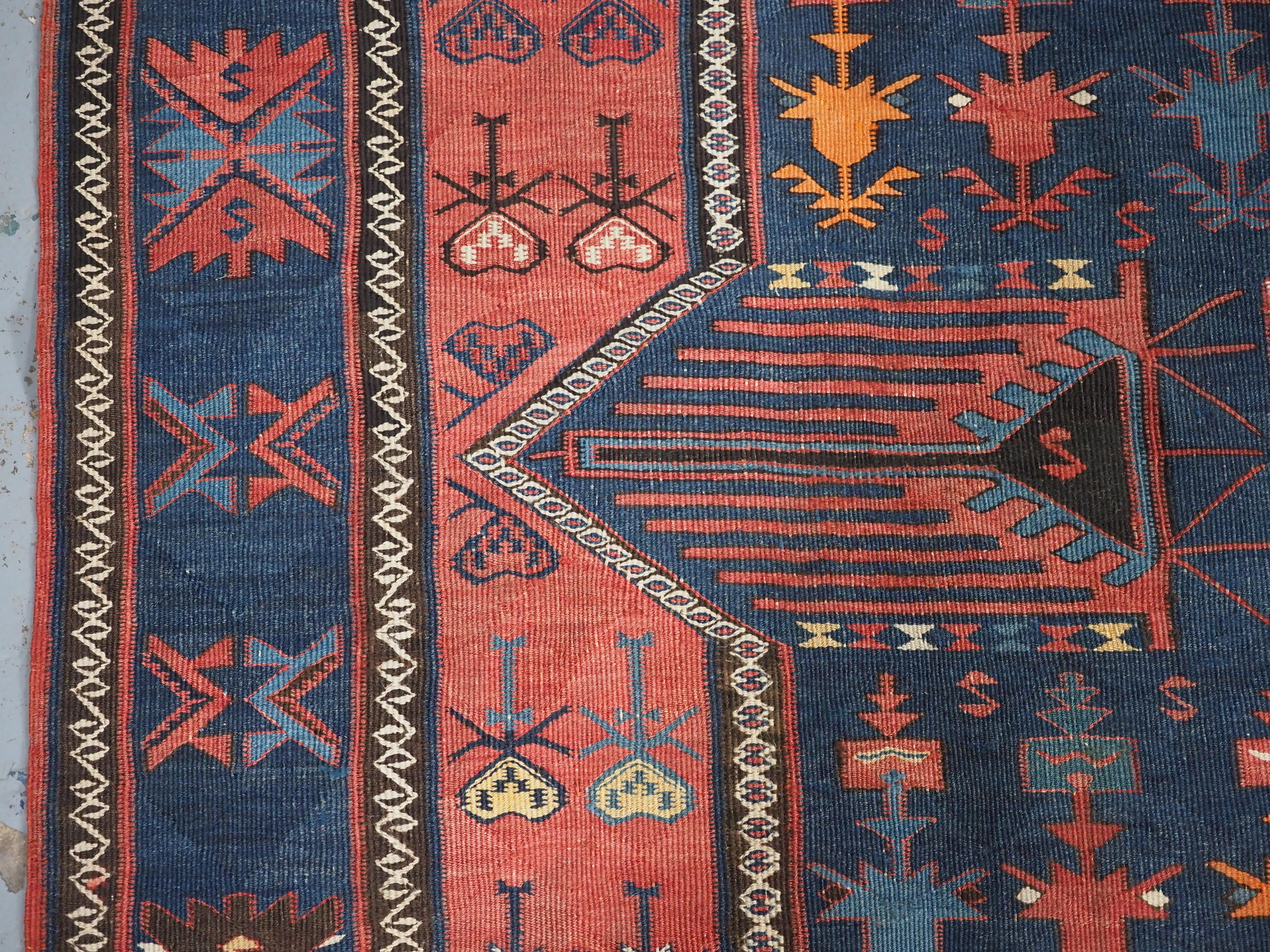 Antique East Caucasian Avar kilim of very large size..  Circa 1900. For Sale 7