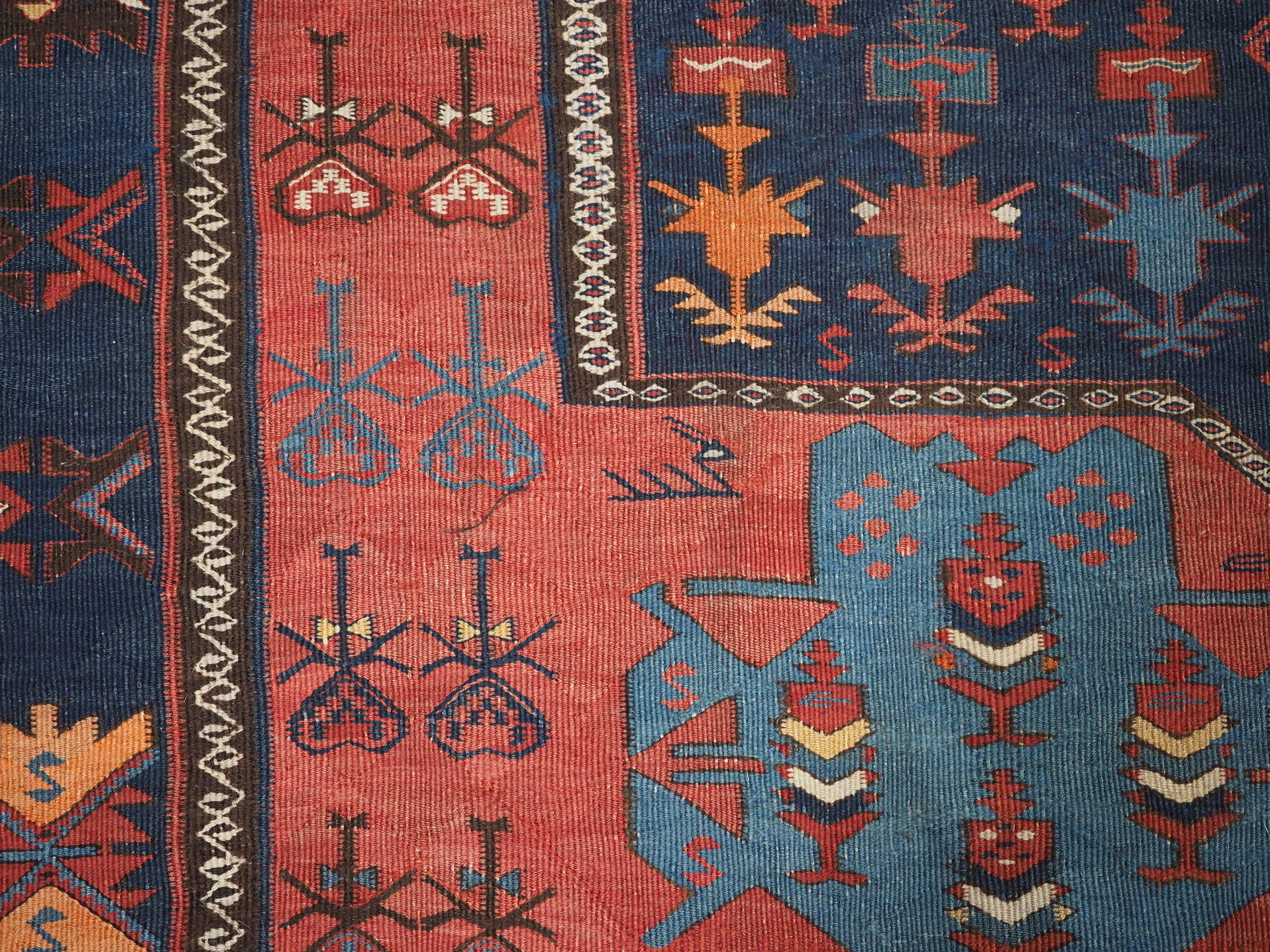 Antique East Caucasian Avar kilim of very large size..  Circa 1900. For Sale 8