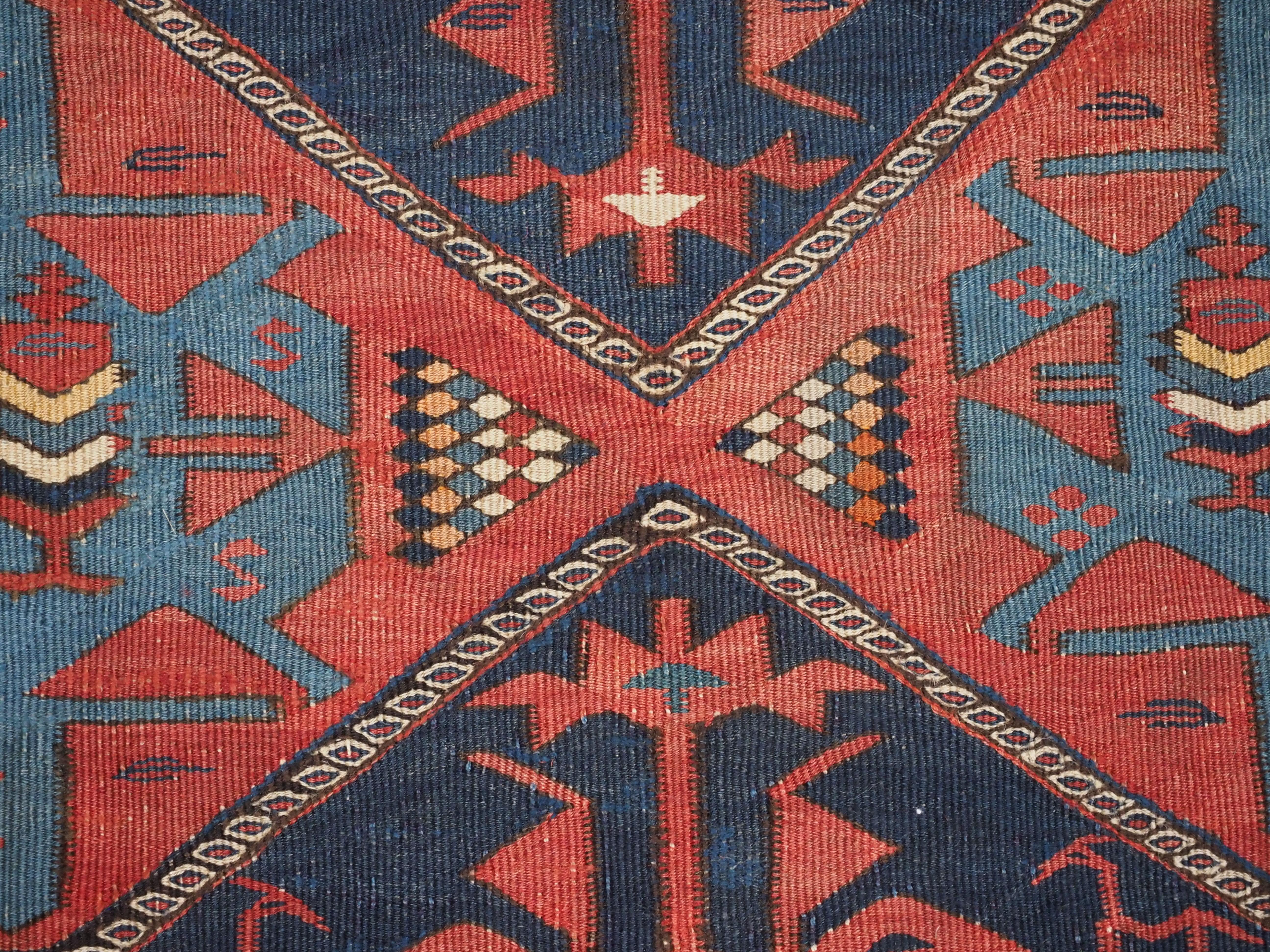 Antique East Caucasian Avar kilim of very large size..  Circa 1900. For Sale 9