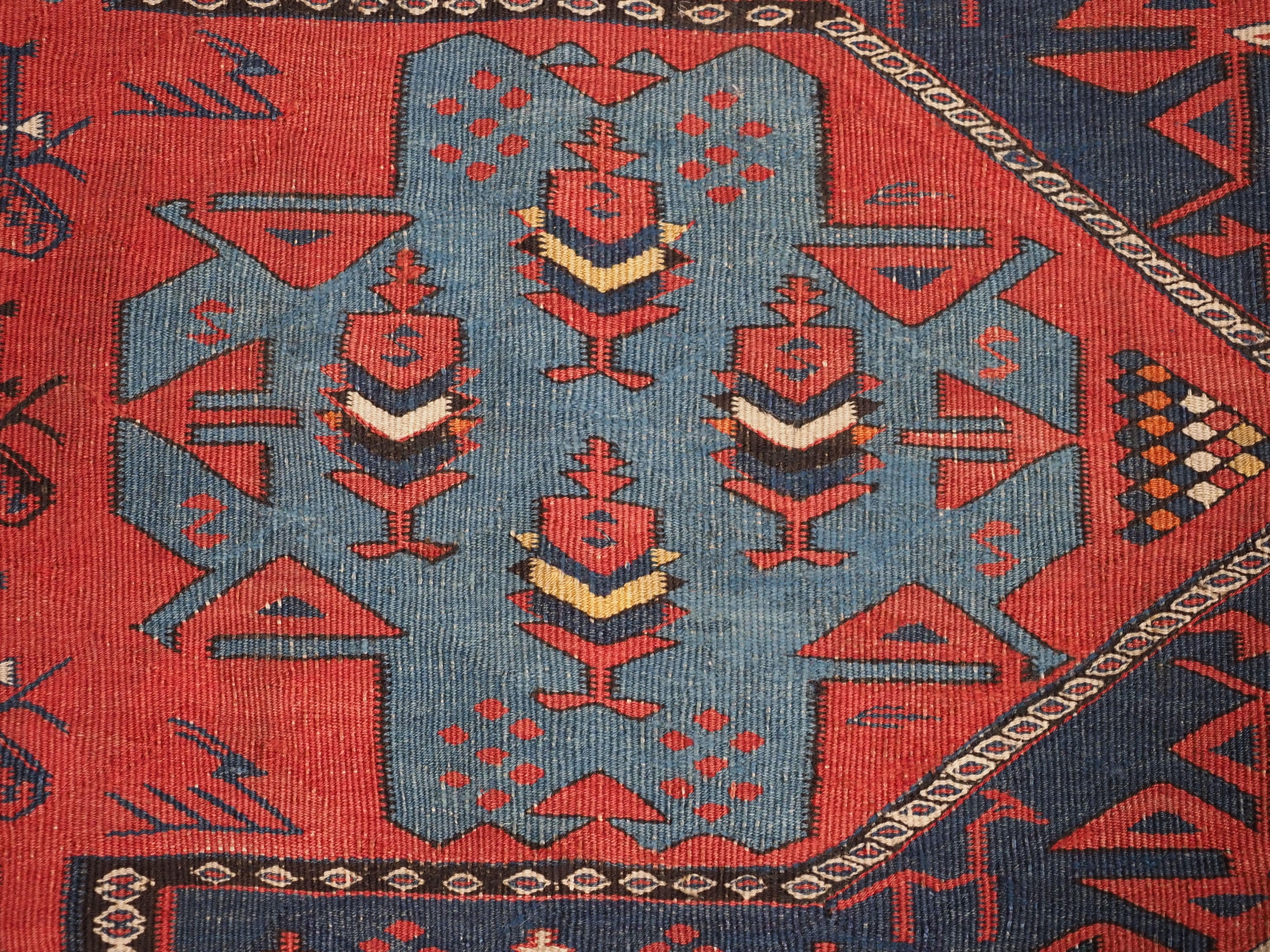 Antique East Caucasian Avar kilim of very large size..  Circa 1900. For Sale 13