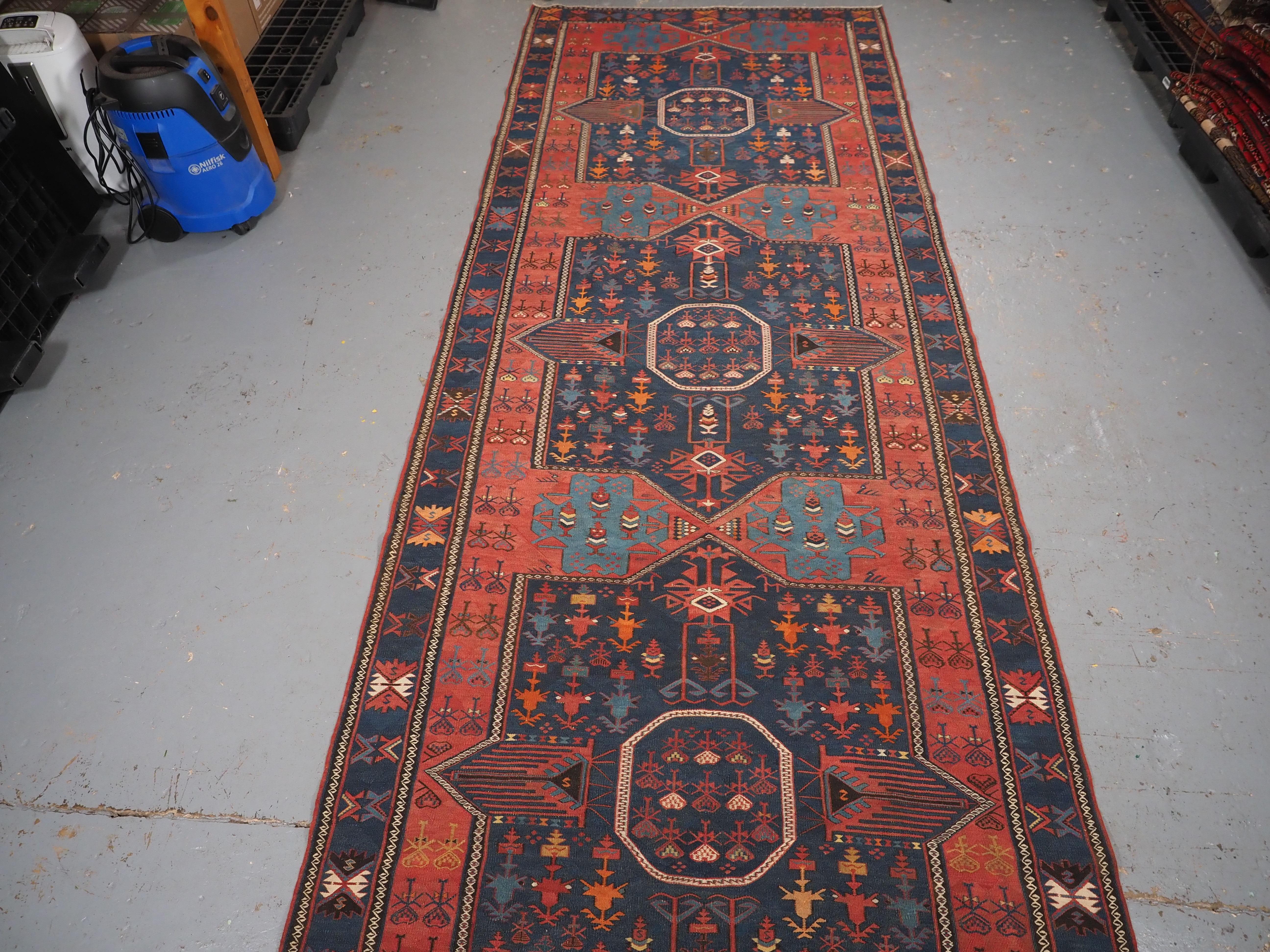 Early 20th Century Antique East Caucasian Avar kilim of very large size..  Circa 1900. For Sale