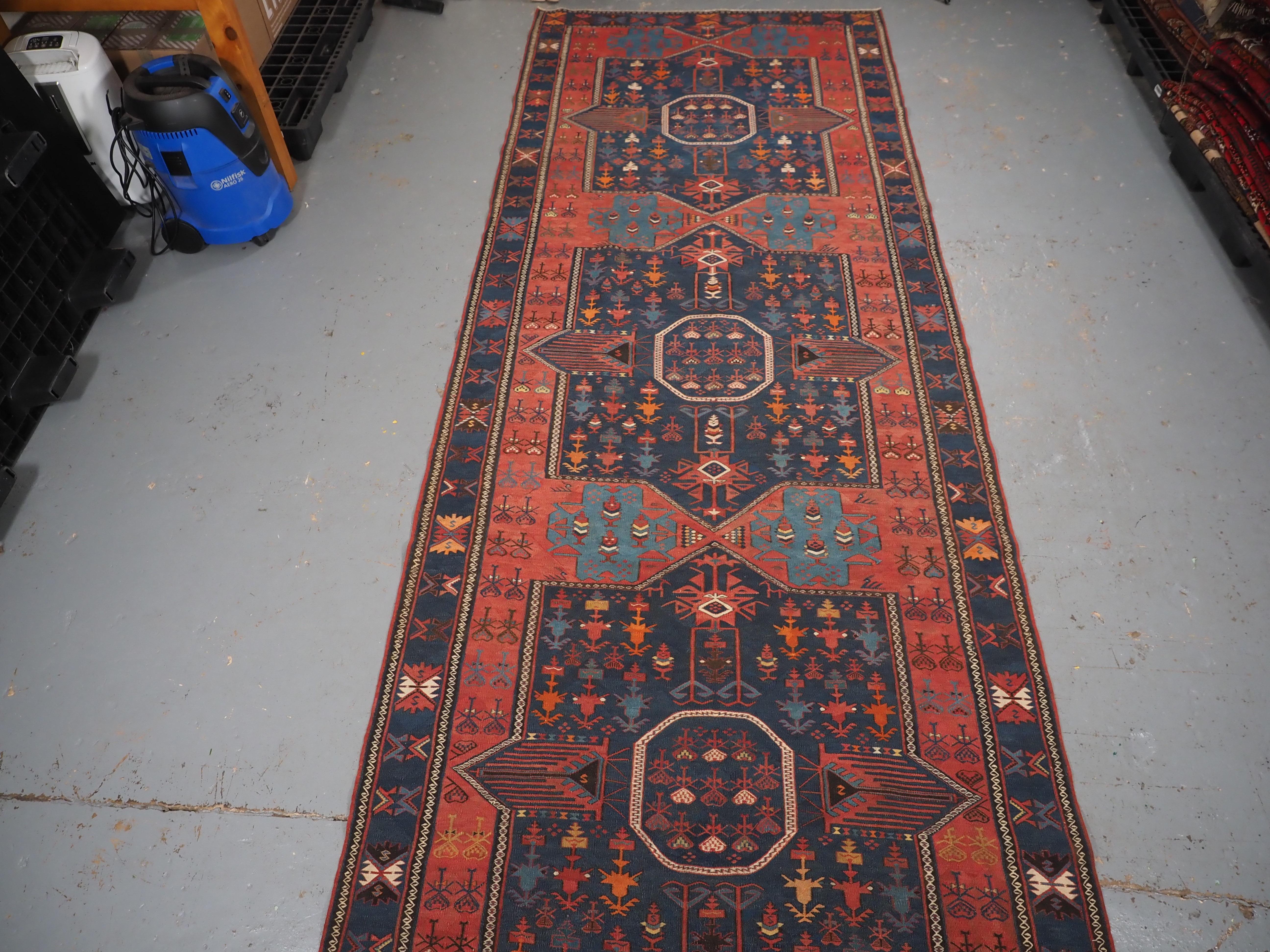 Wool Antique East Caucasian Avar kilim of very large size..  Circa 1900. For Sale