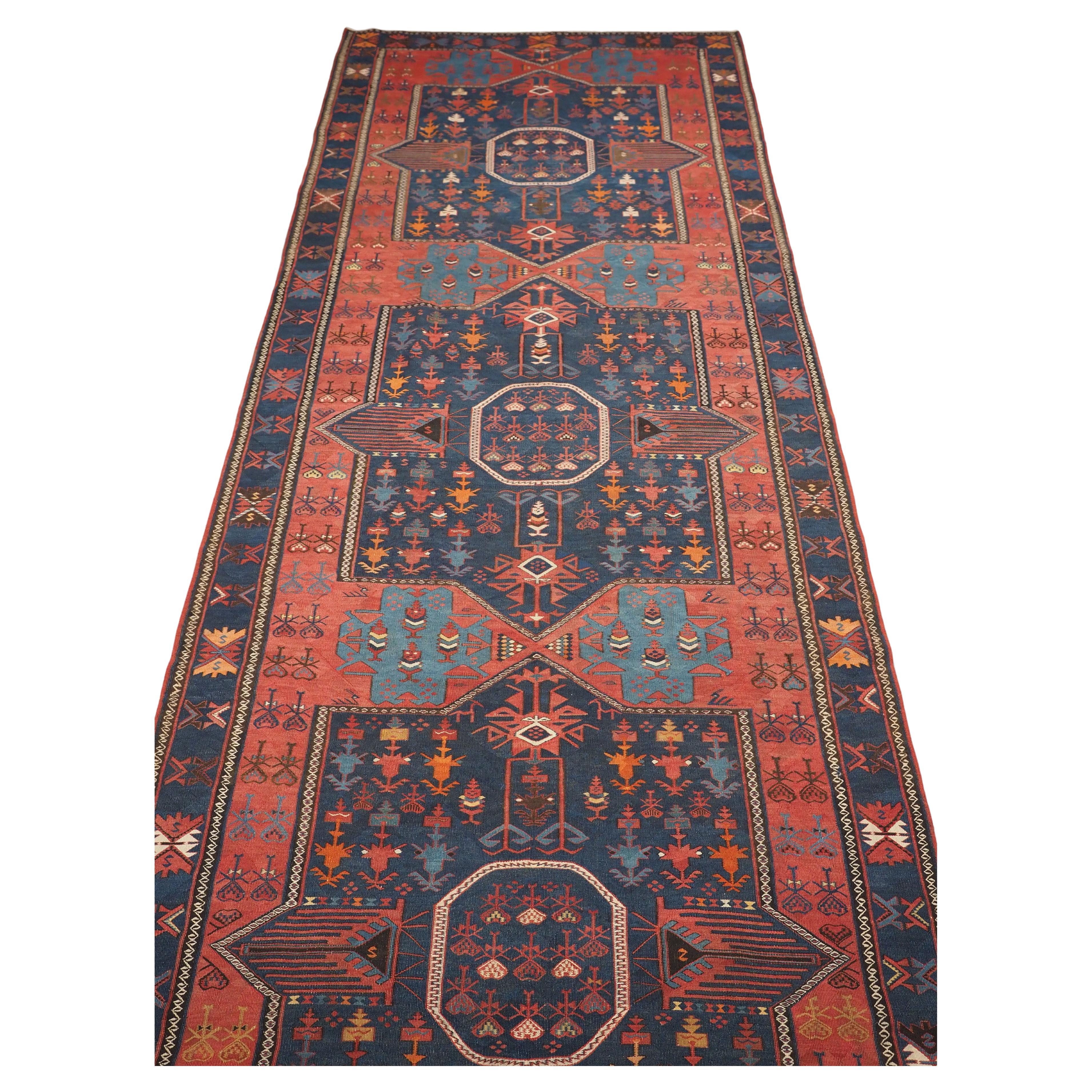 Antique East Caucasian Avar kilim of very large size..  Circa 1900. For Sale