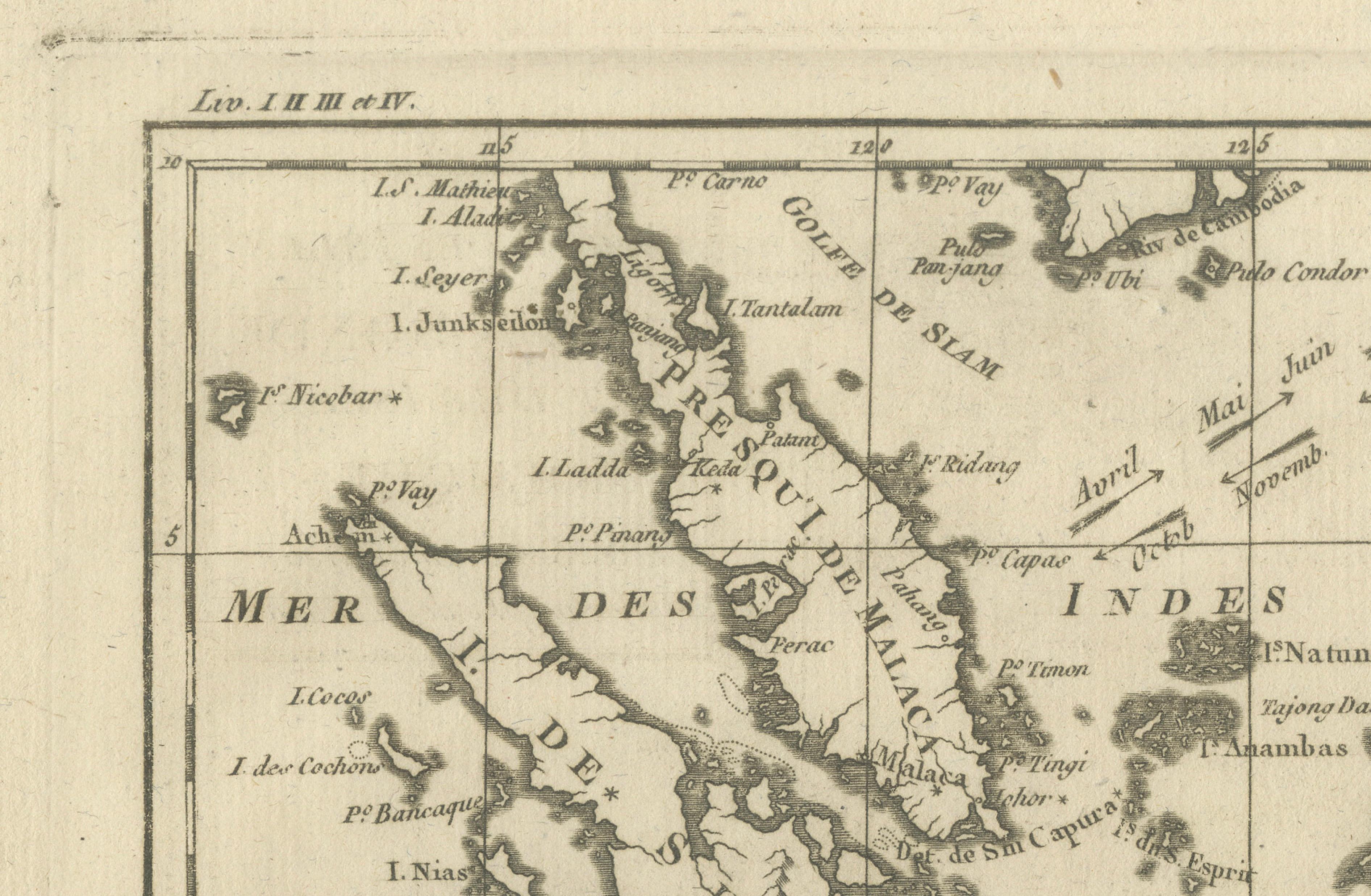 Antique East Indies Map by Rigobert Bonne, Copper Engraving, 1780