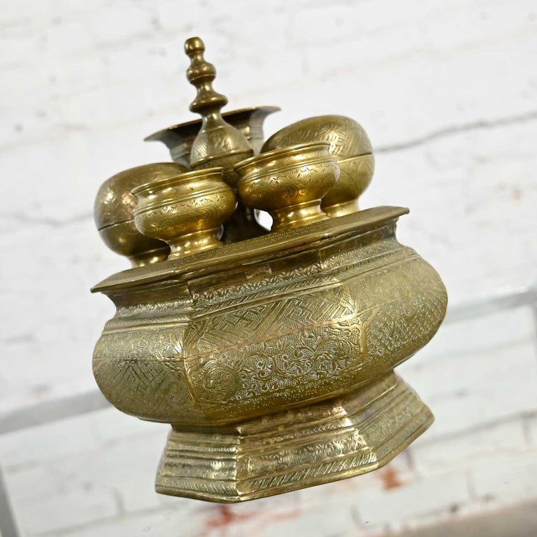 Vintage East Java Indonesian Brass Tepak Sireh Betel Nut Set 7 Pieces For Sale At 1stdibs
