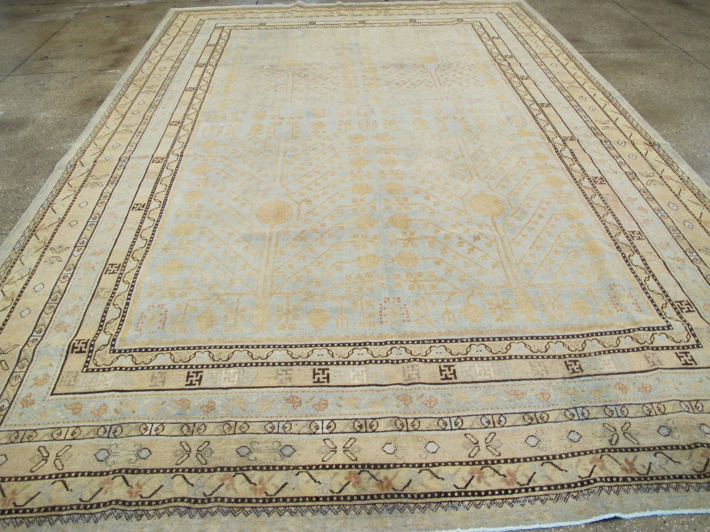 Antique East Turkestan Khotan Carpet In Excellent Condition In New York, NY