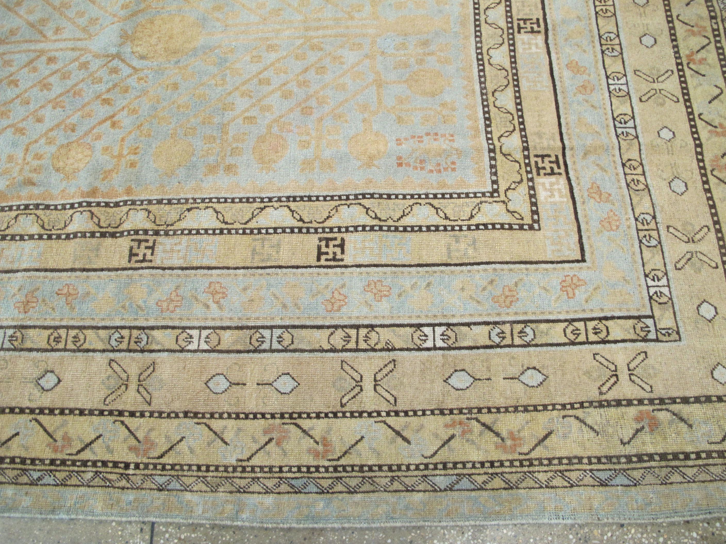Antique East Turkestan Khotan Carpet 1