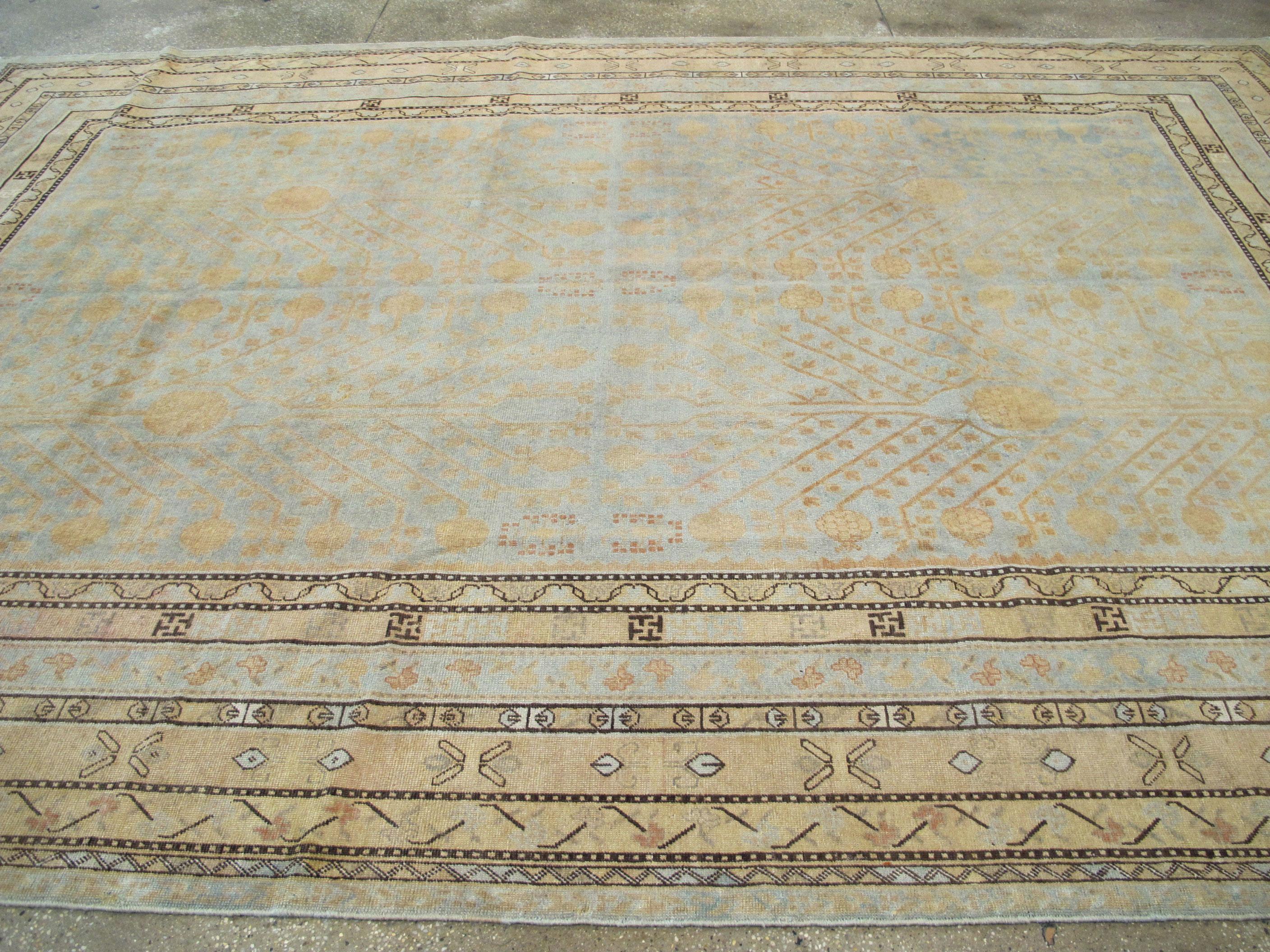 Antique East Turkestan Khotan Carpet 2