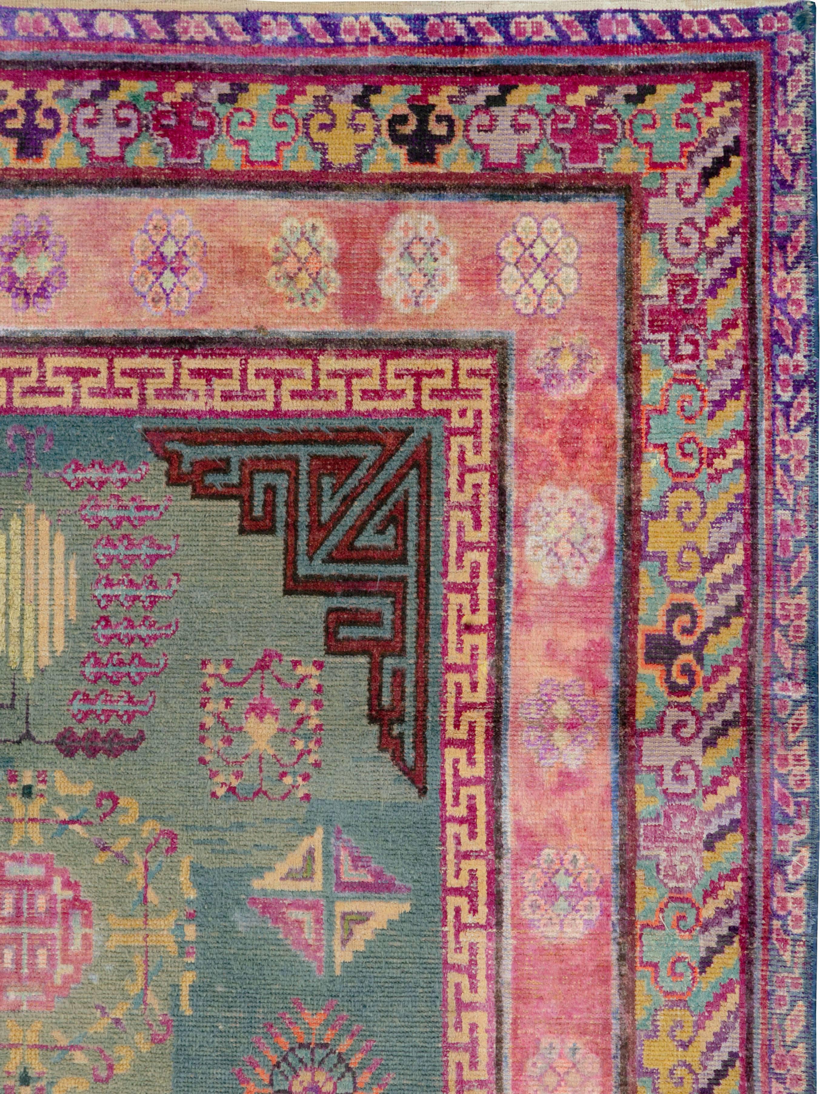 Hand-Knotted Antique East Turkestan Khotan Rug