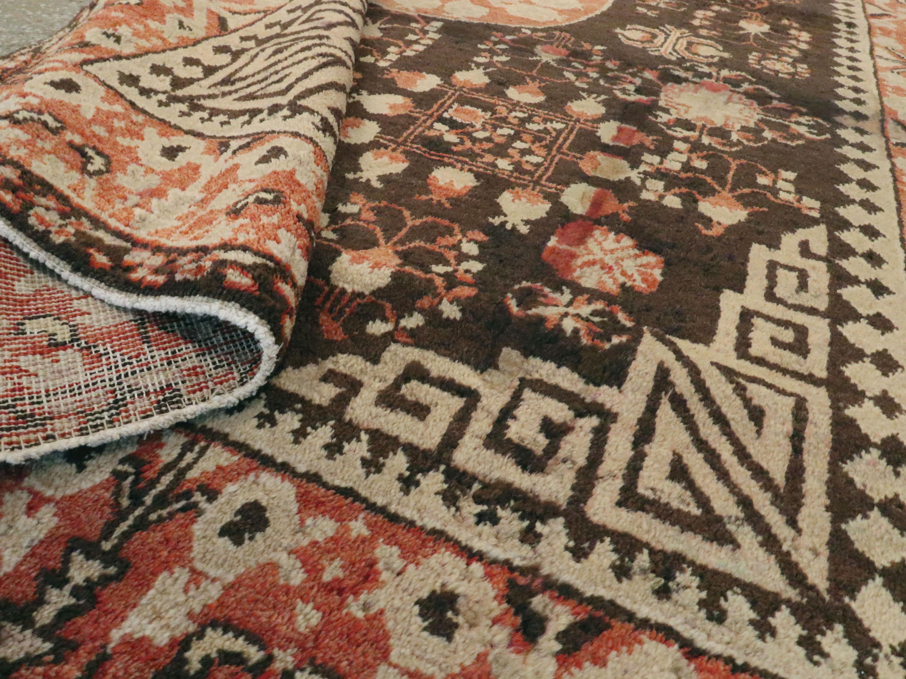 Coton Ancien tapis Khotan du Turkestan oriental en vente