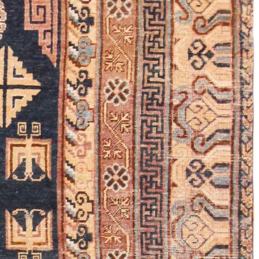 Hand-Knotted Antique East Turkestan Khotan Rug. 7 ft 4 in x 14 ft 4 in For Sale