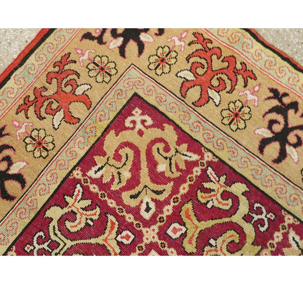 Hand-Knotted Antique East Turkestan Samarkand Rug For Sale