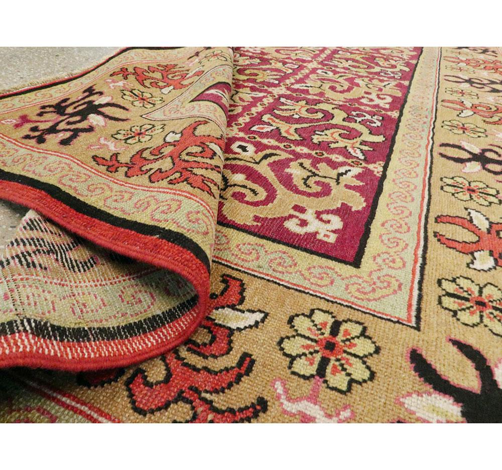 Wool Antique East Turkestan Samarkand Rug For Sale