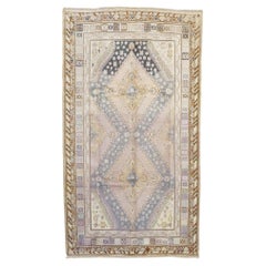 Antique East Turkestani Khotan Wool 5x10 Ivory & Taupe Handmade Gallery Rug