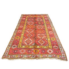 Antique East Turkestani Khotan Wool 6x11 Red, Yellow & Green Handmade Area Rug