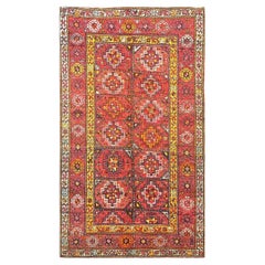 Antique East Turkestani Khotan Wool 6x11 Red, Yellow & Green Handmade Area Rug