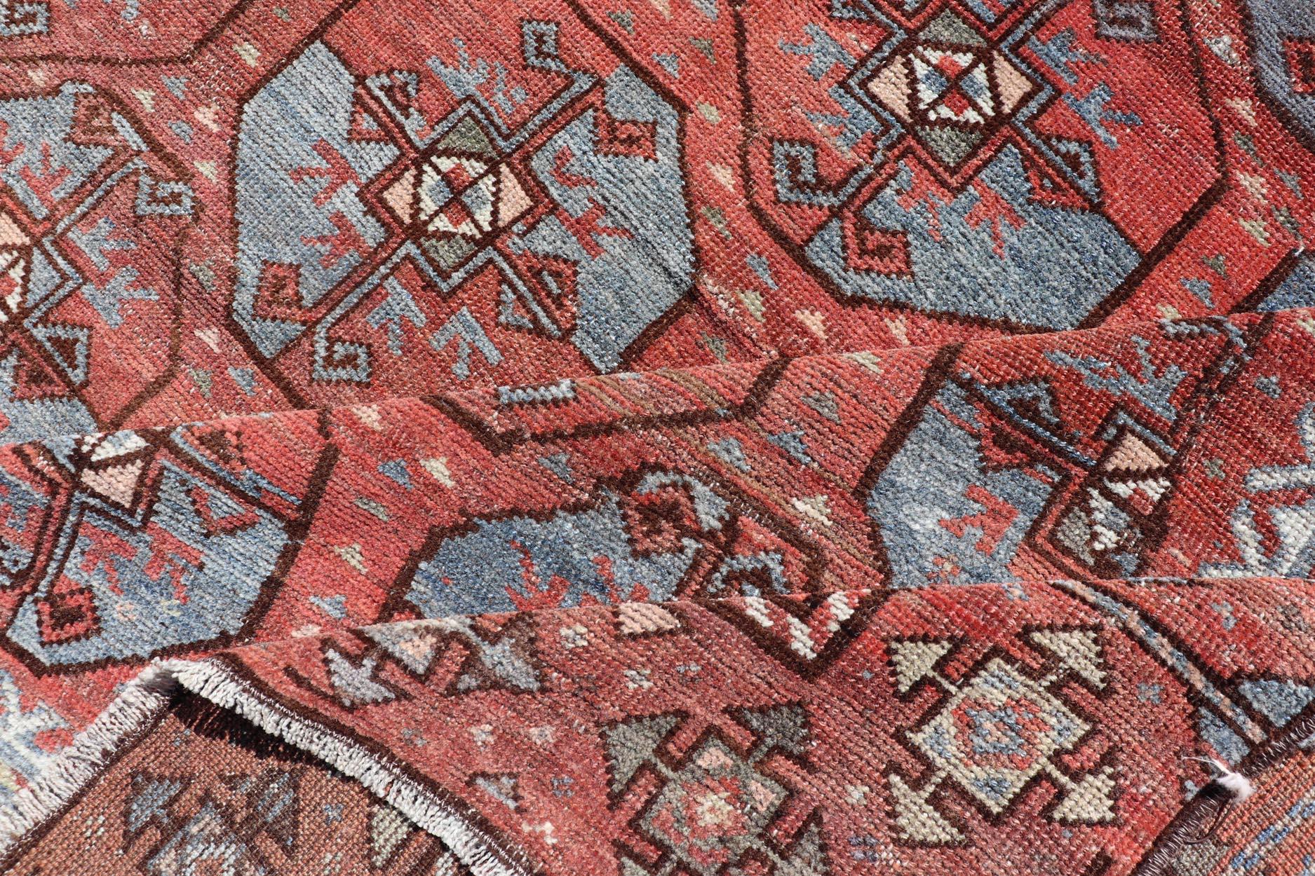 Wool Antique East Turkistan Belouch Rug with Rich Red Lattice Design For Sale