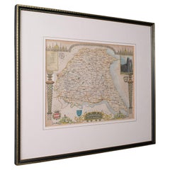 Mappa antica dell'East Yorkshire, Inglese, Litografia incorniciata, Cartografia, Vittoriano