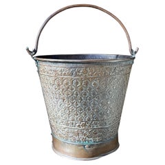 Antique Eastern Copper Hearth Ash Can Fireplace Bucket Crafted Moorish Design