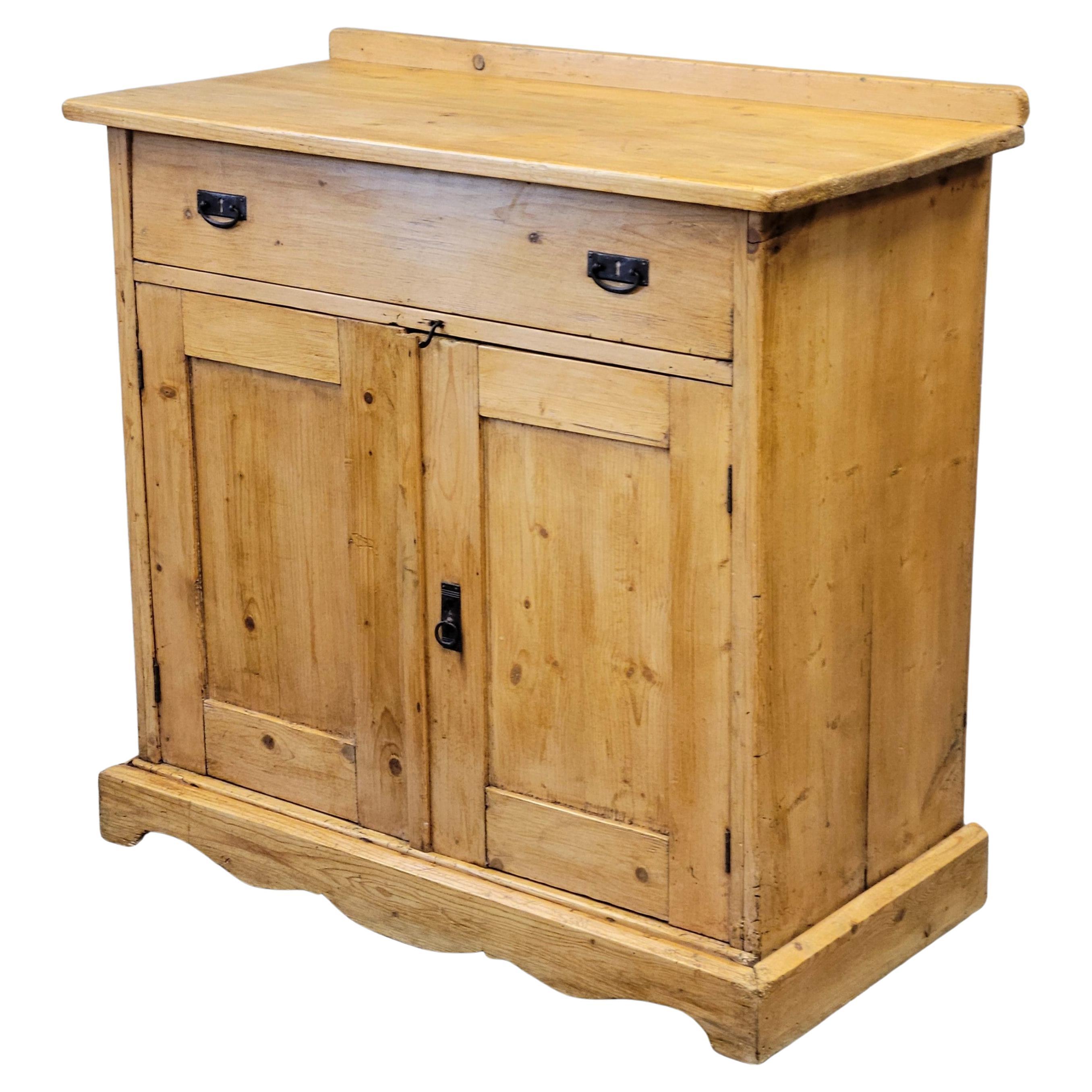 Antique Eastern European Natural Pine Sideboard Cabinet