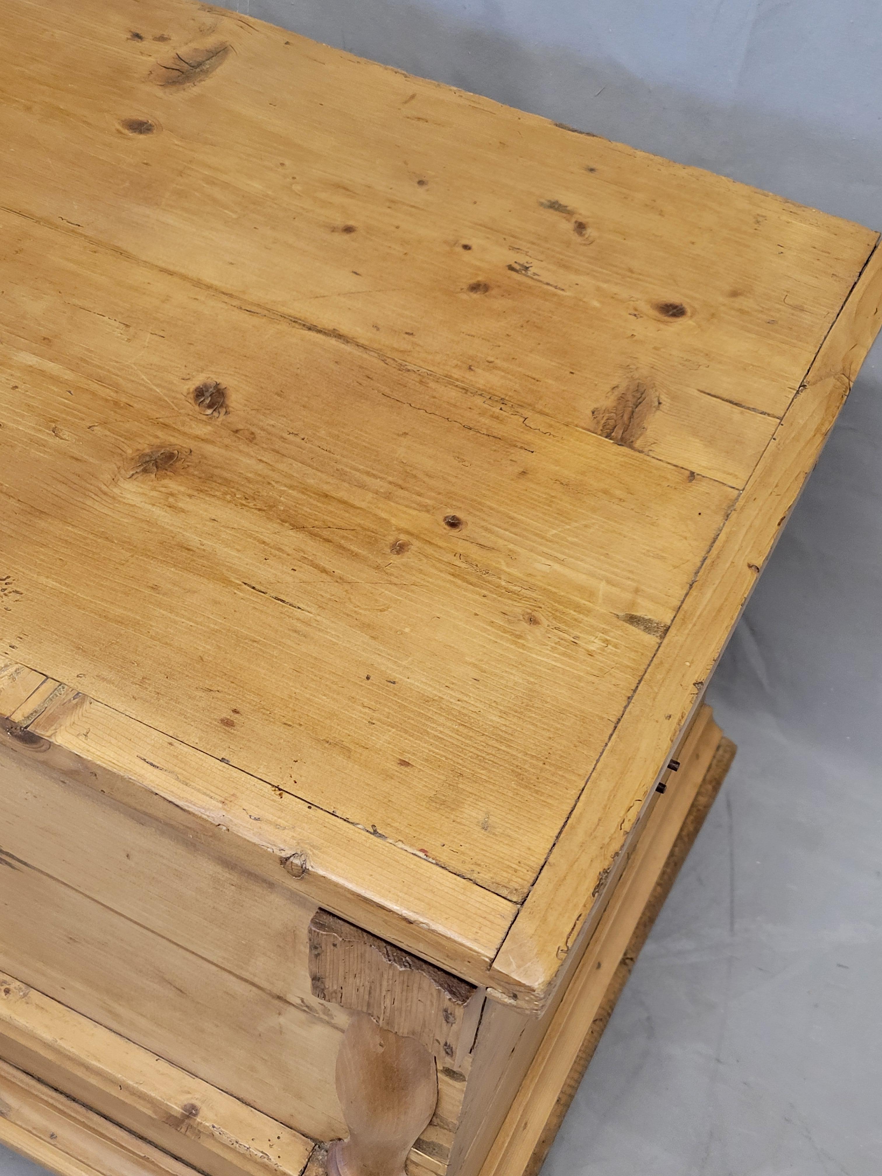 20th Century Antique Eastern European Natural Waxed Pine Blanket Chest For Sale