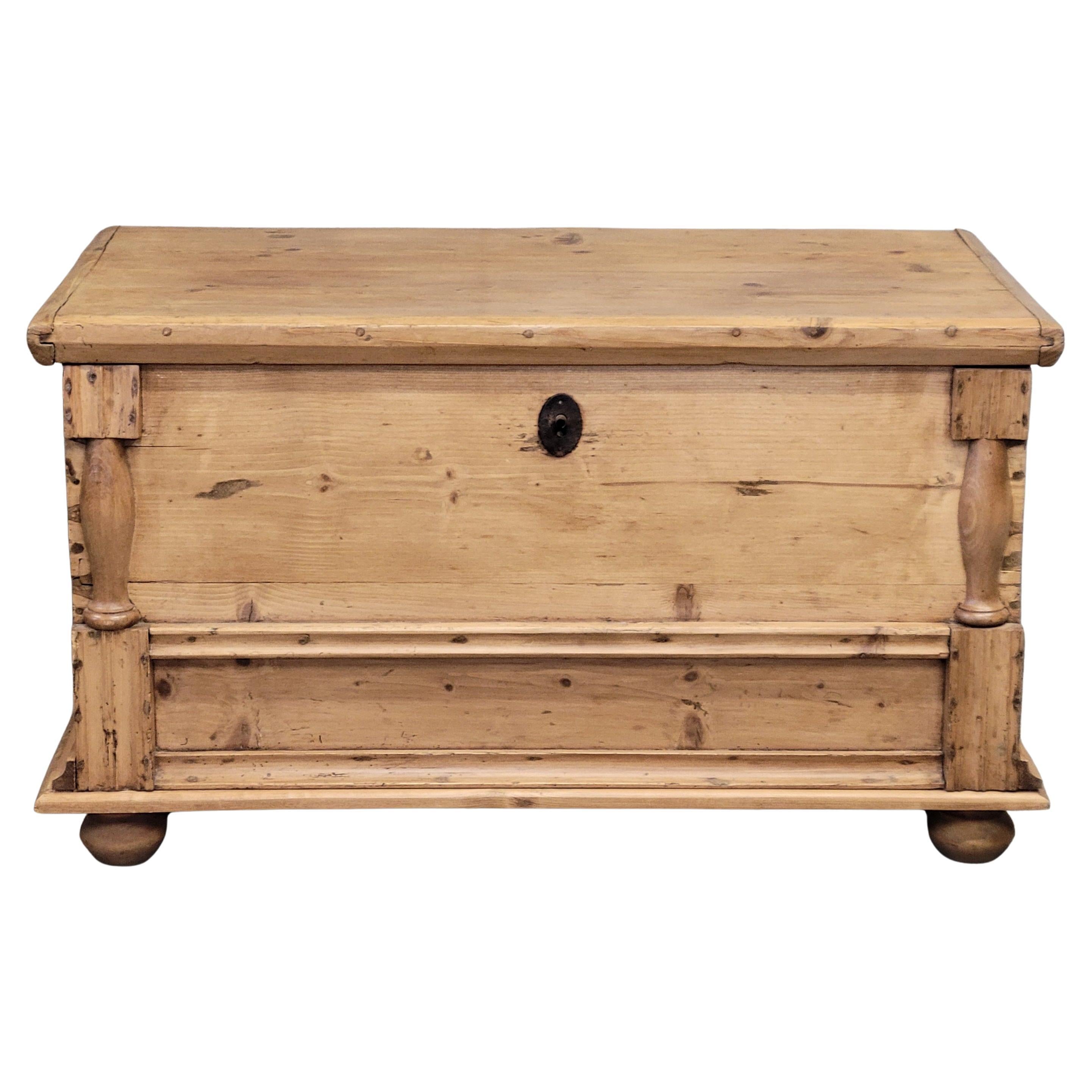 Antique Eastern European Natural Waxed Pine Blanket Chest For Sale
