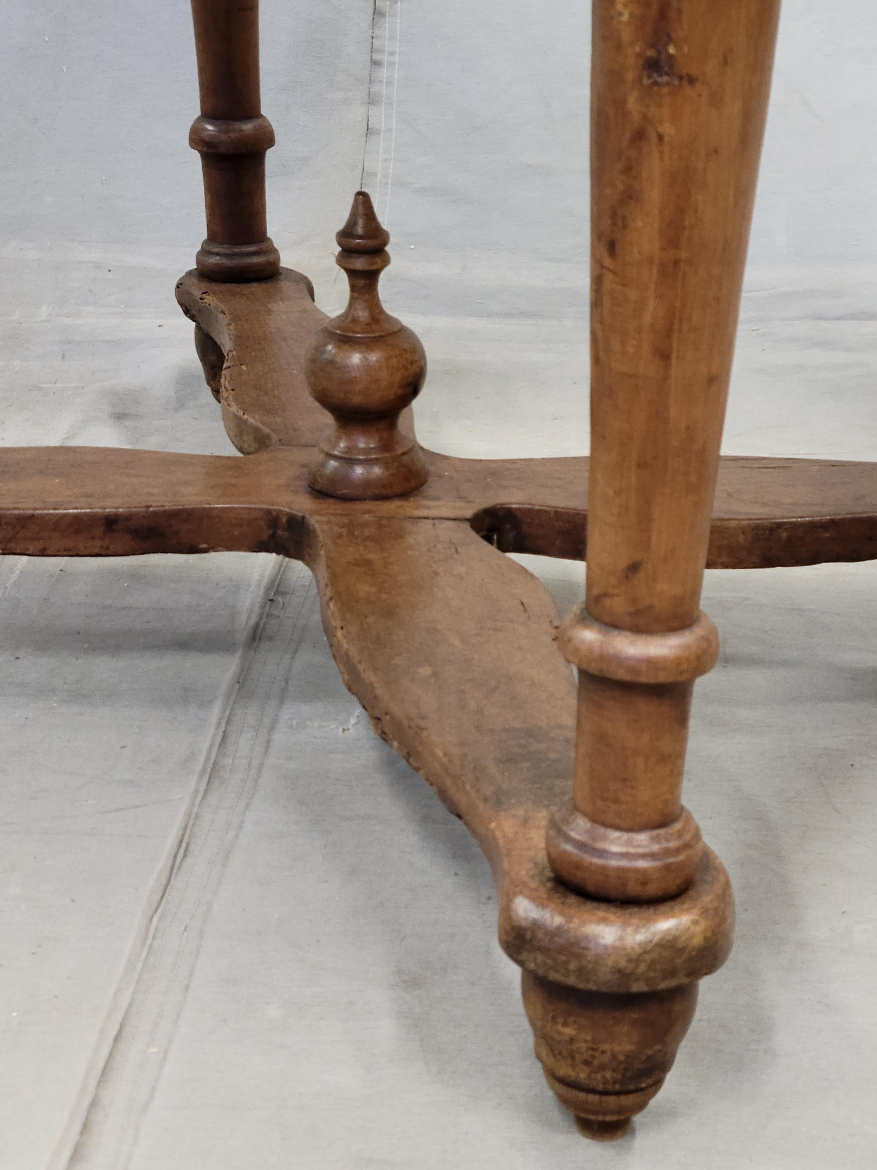 Hand-Crafted Antique Eastern European Pine and Beechwood Baker's Table Kitchen Island For Sale