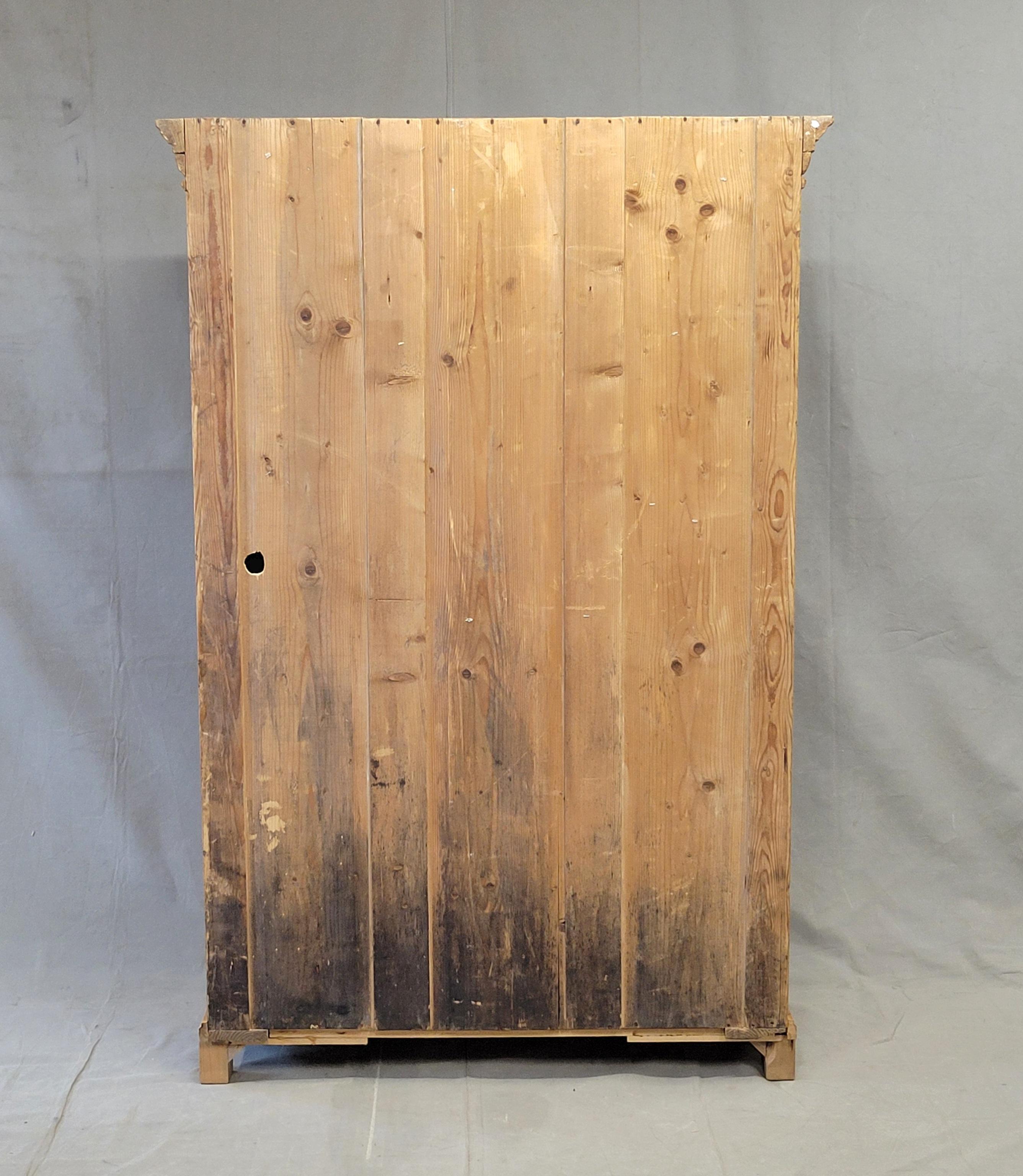 Antique Eastern European Pine Armoire Wardrobe With Shelves 8