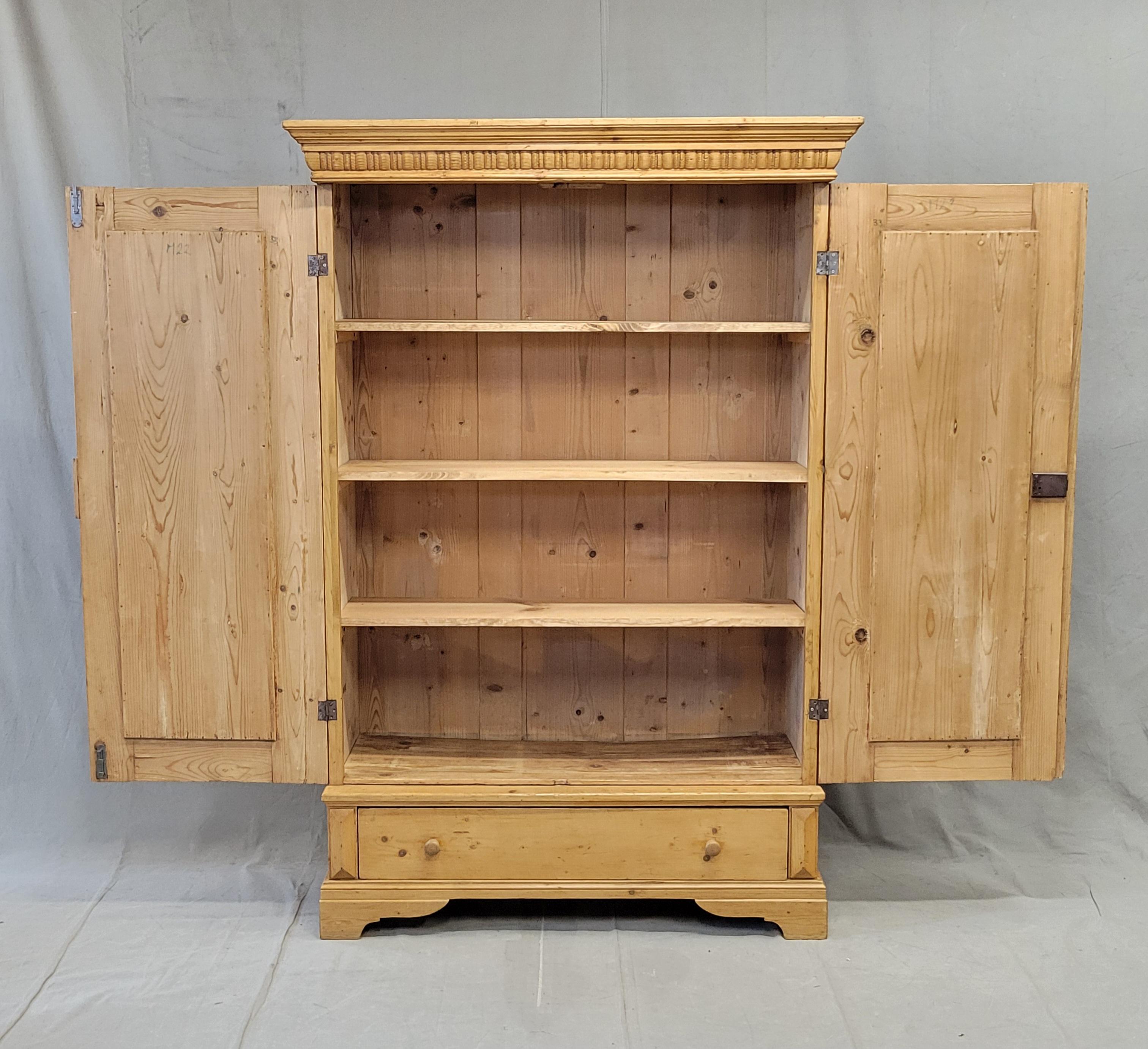 Austrian Antique Eastern European Pine Armoire Wardrobe With Shelves