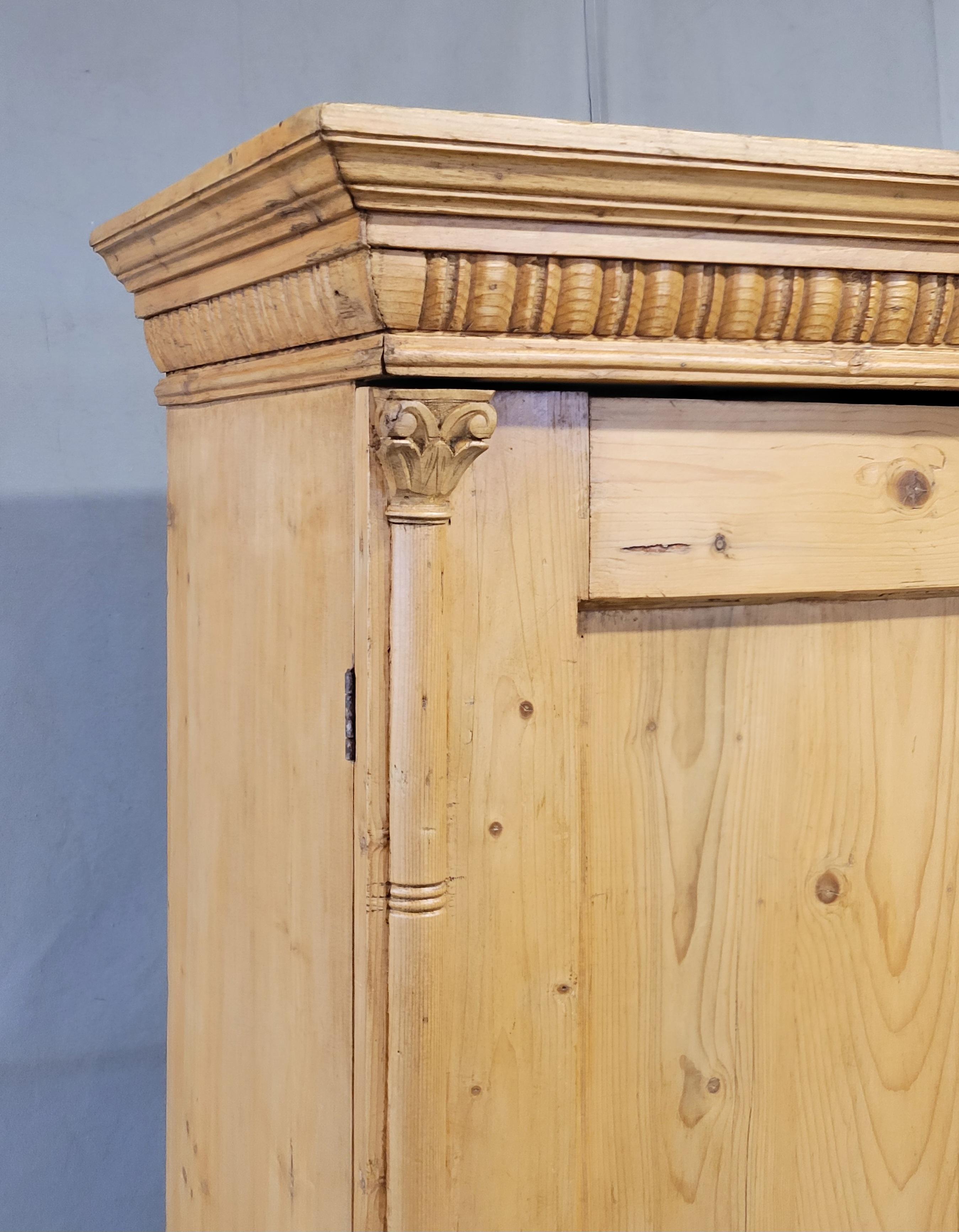 Antique Eastern European Pine Armoire Wardrobe With Shelves In Good Condition In Centennial, CO