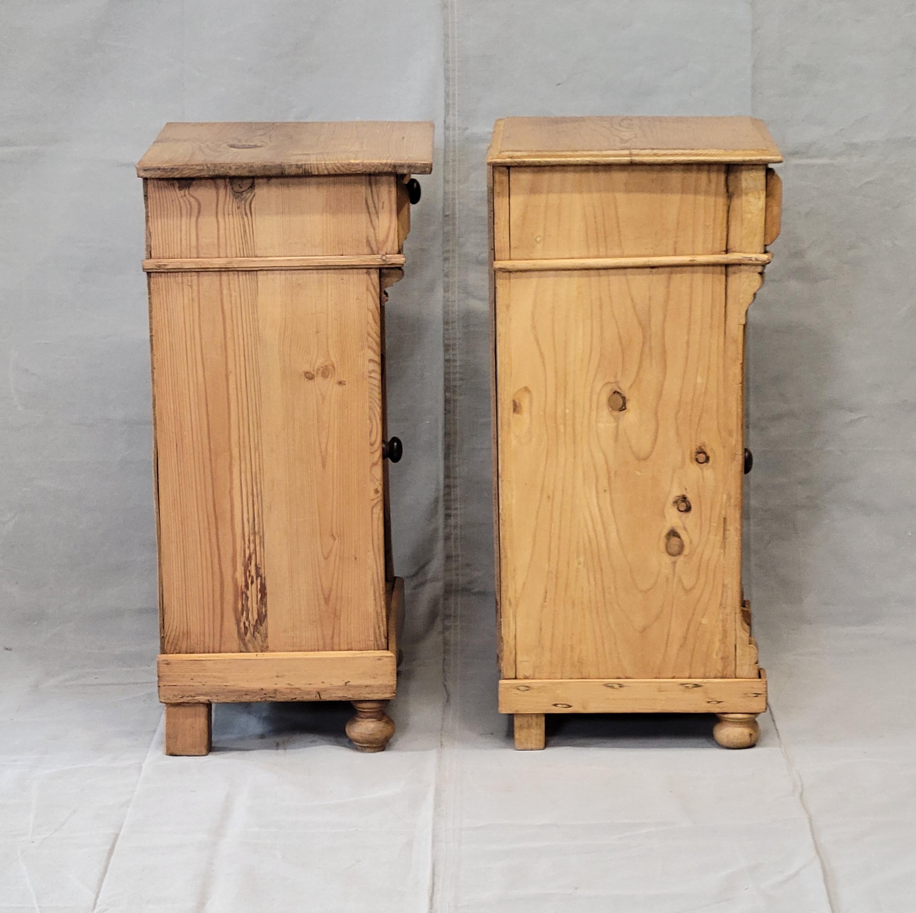 Antique Eastern European Pine Nightstands - a Near Pair For Sale 3