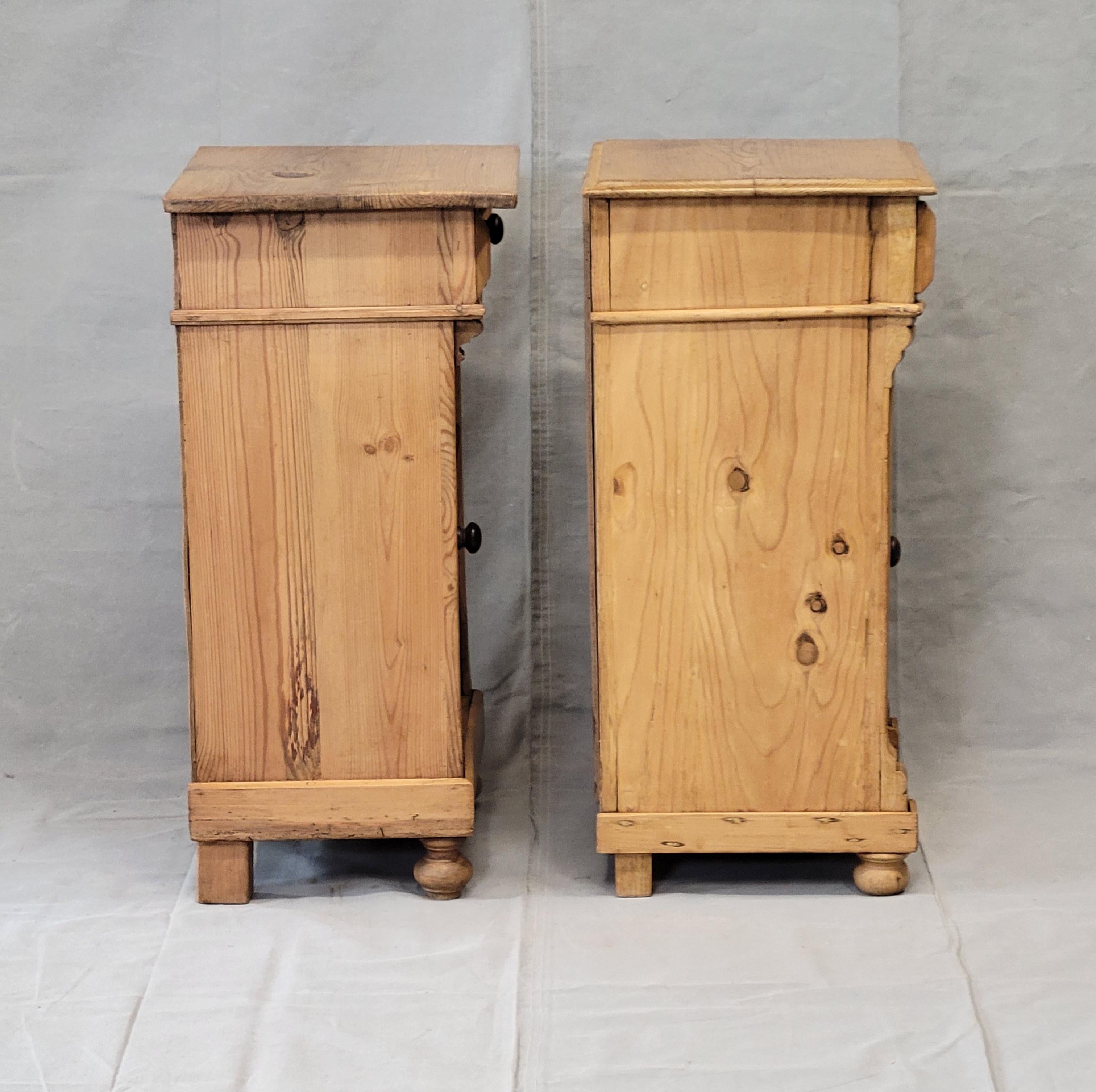 Antique Eastern European Pine Nightstands - a Near Pair 2