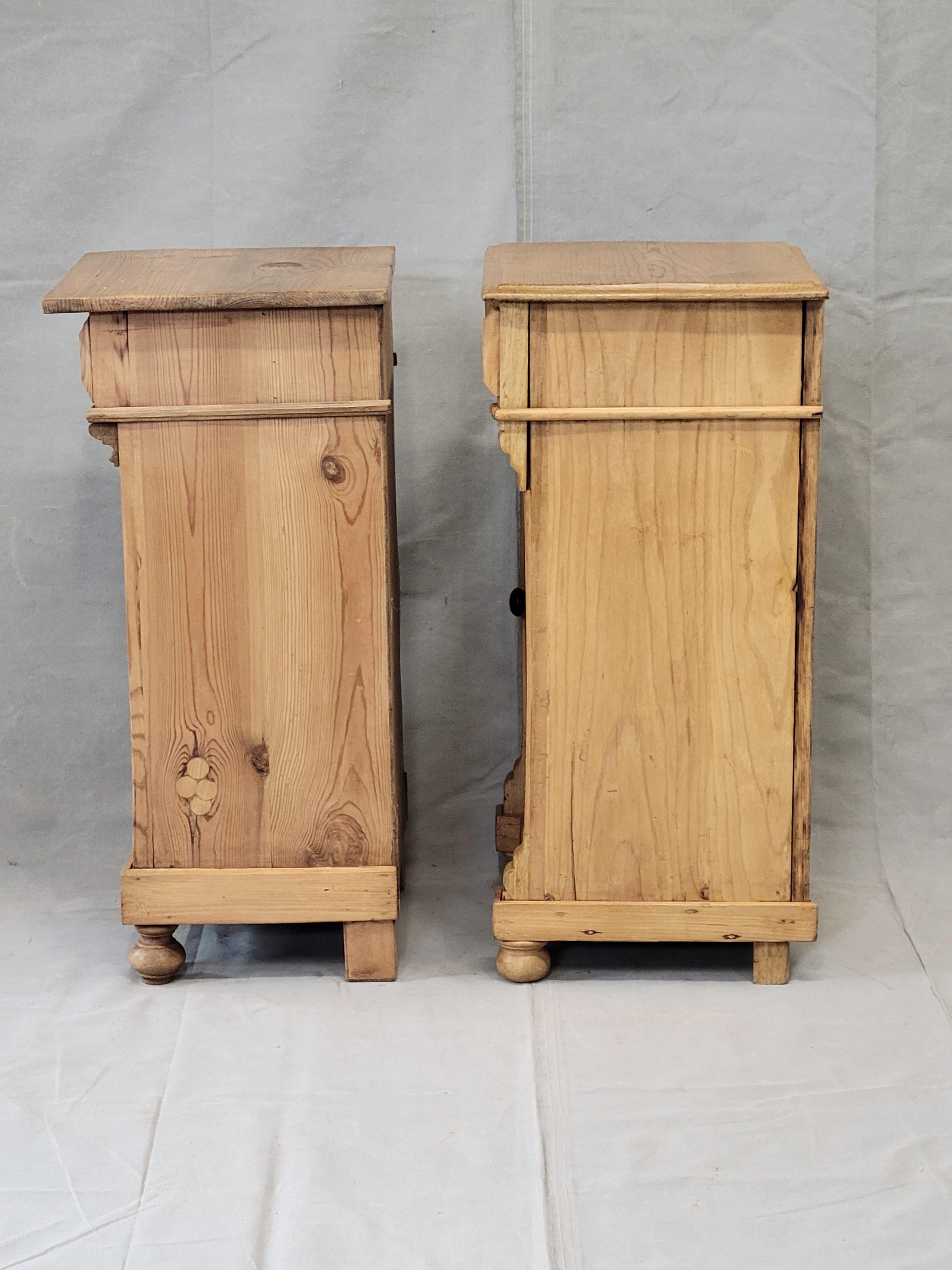 Antique Eastern European Pine Nightstands - a Near Pair For Sale 4