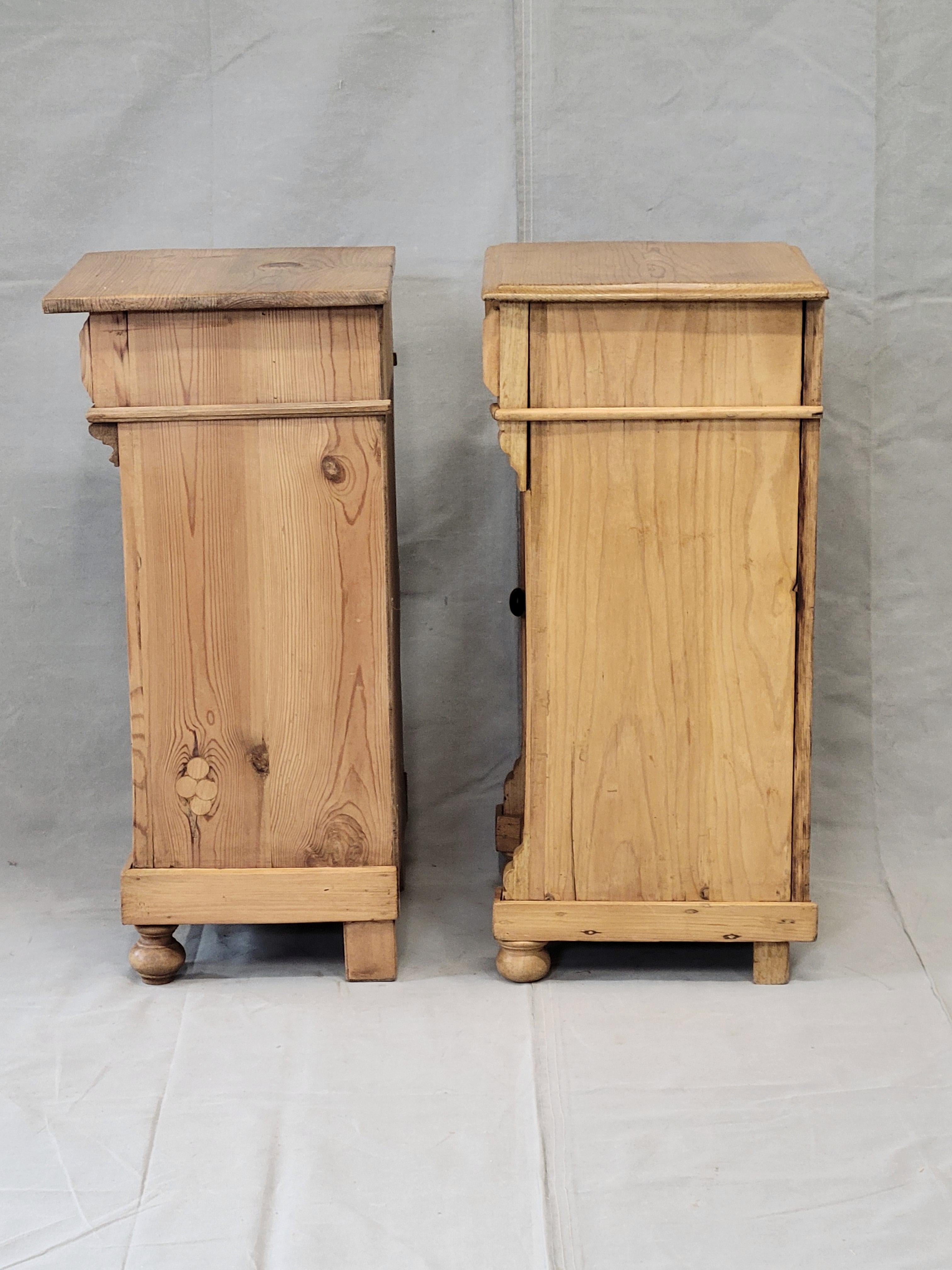 Antique Eastern European Pine Nightstands - a Near Pair 3