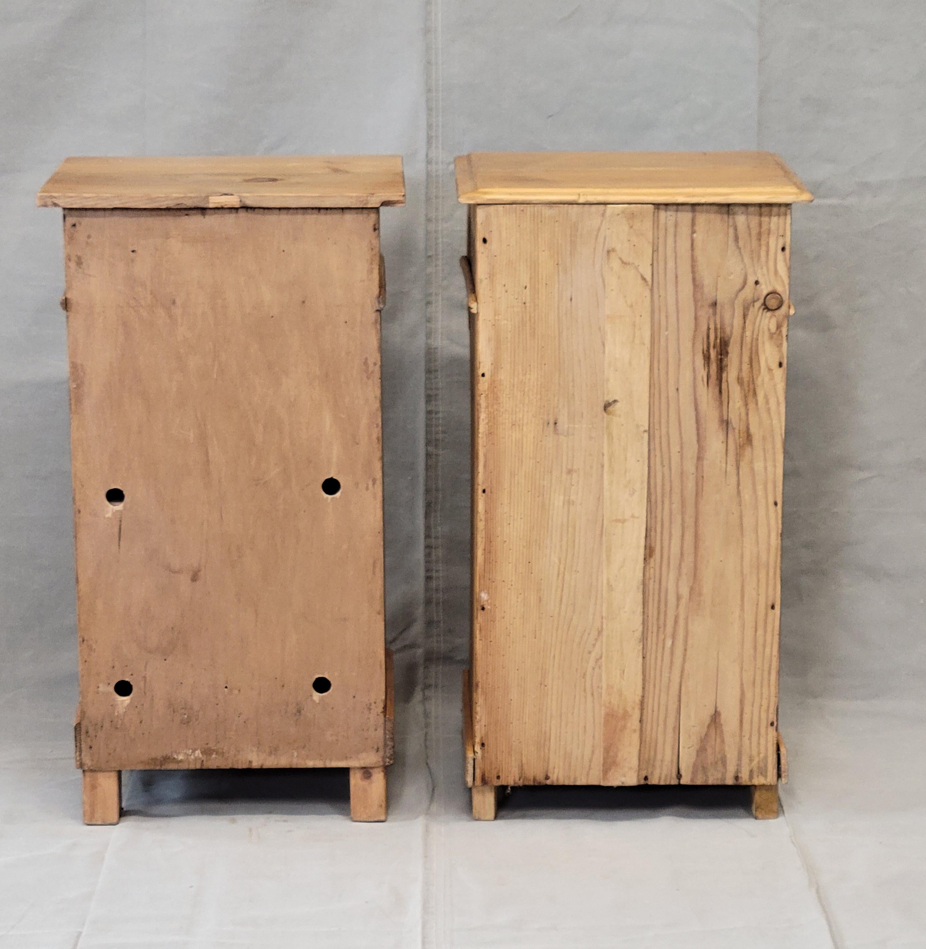 Antique Eastern European Pine Nightstands - a Near Pair For Sale 5