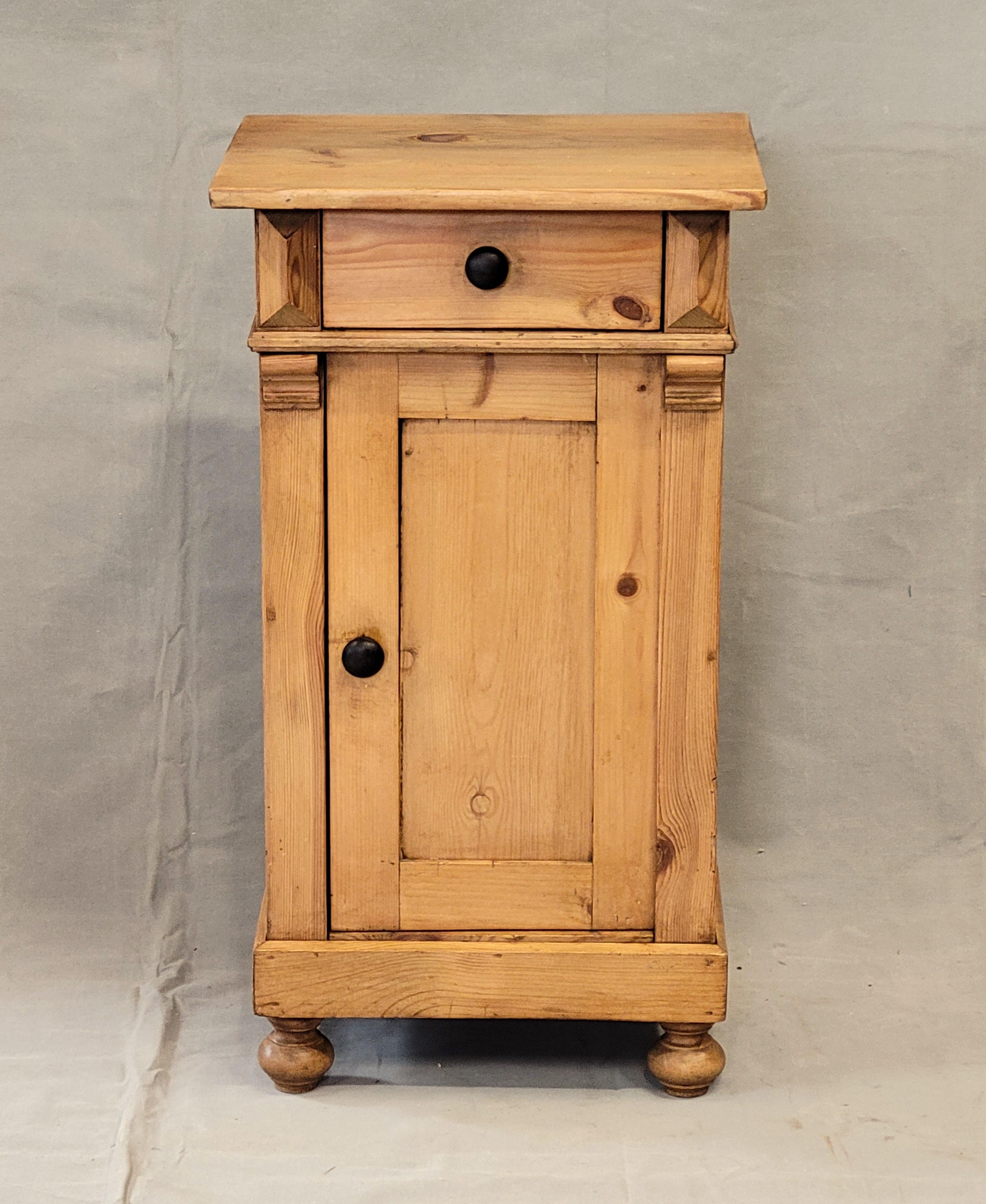 Hand-Crafted Antique Eastern European Pine Nightstands - a Near Pair For Sale