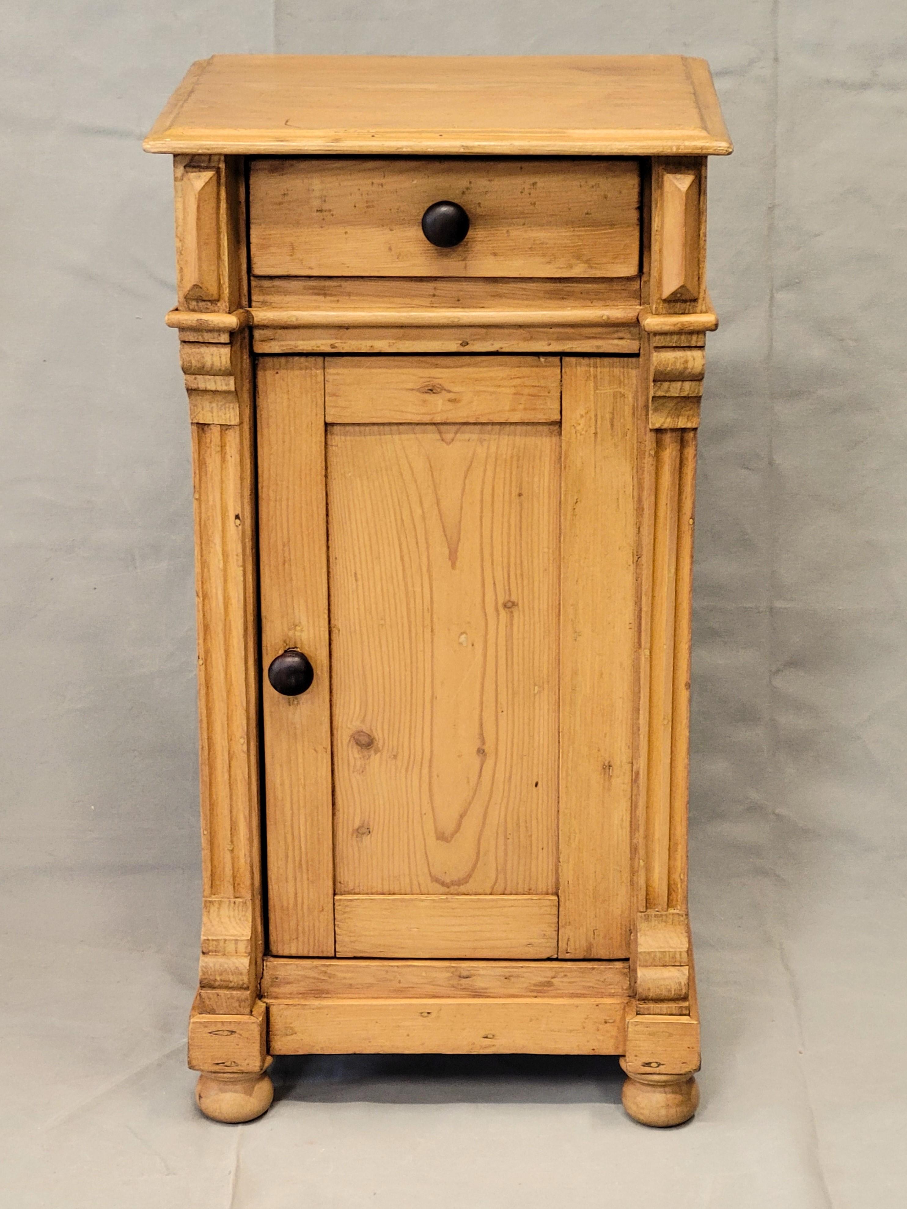 Hand-Crafted Antique Eastern European Pine Nightstands - a Near Pair