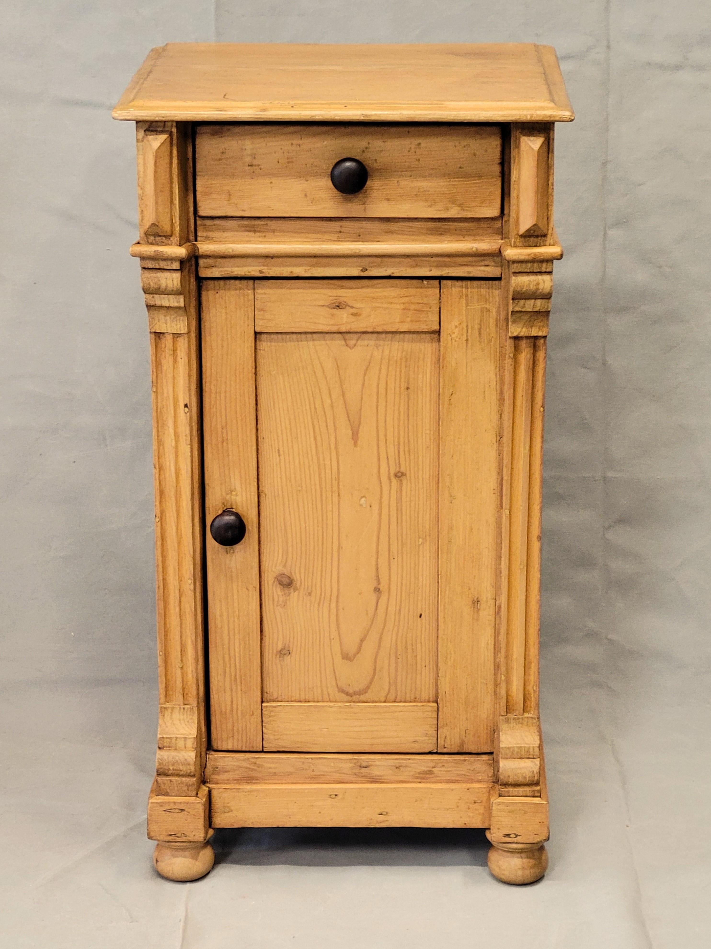 Antique Eastern European Pine Nightstands - a Near Pair In Good Condition For Sale In Centennial, CO