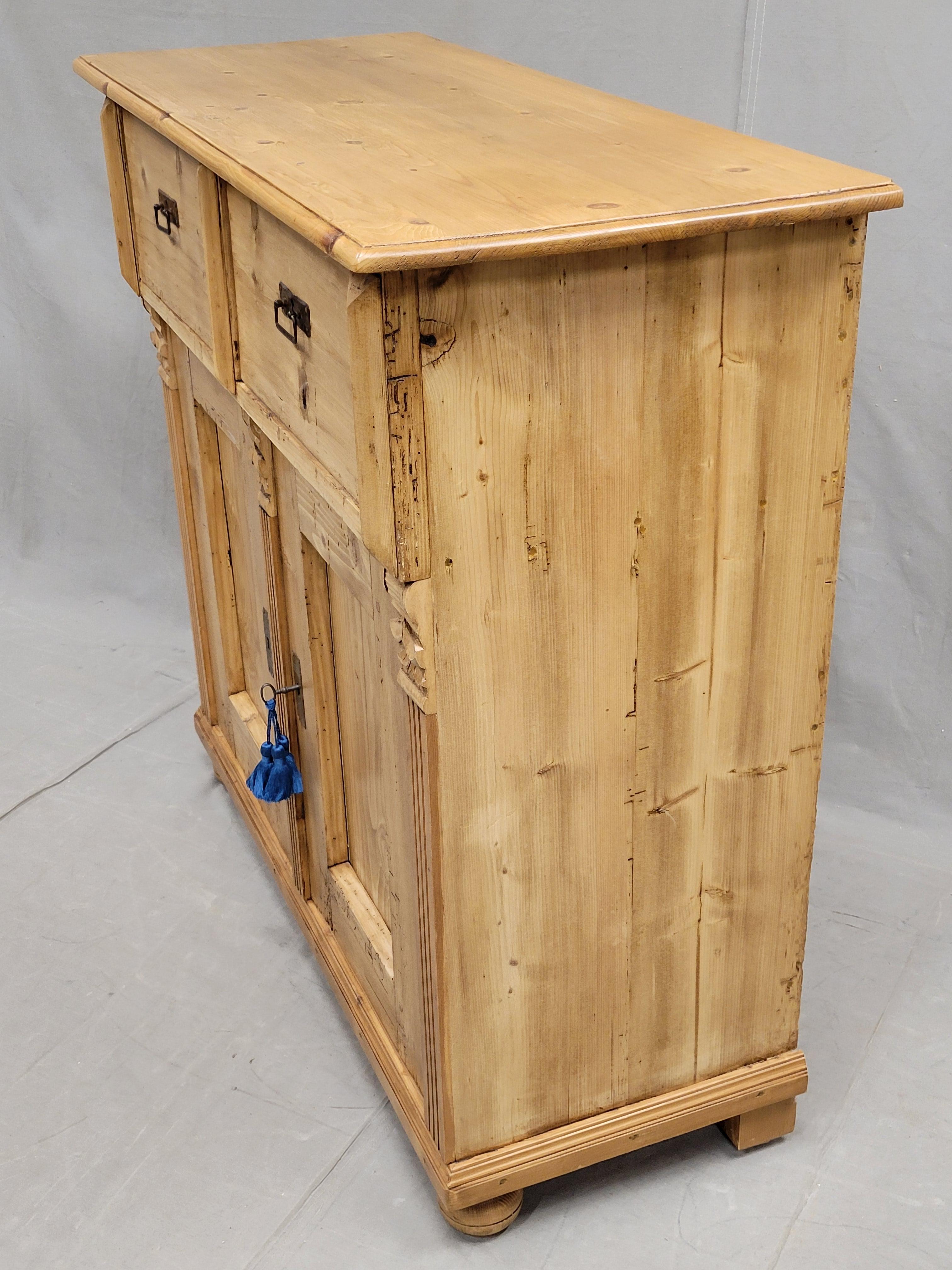 Antique Eastern European Rustic Pine Buffet 4