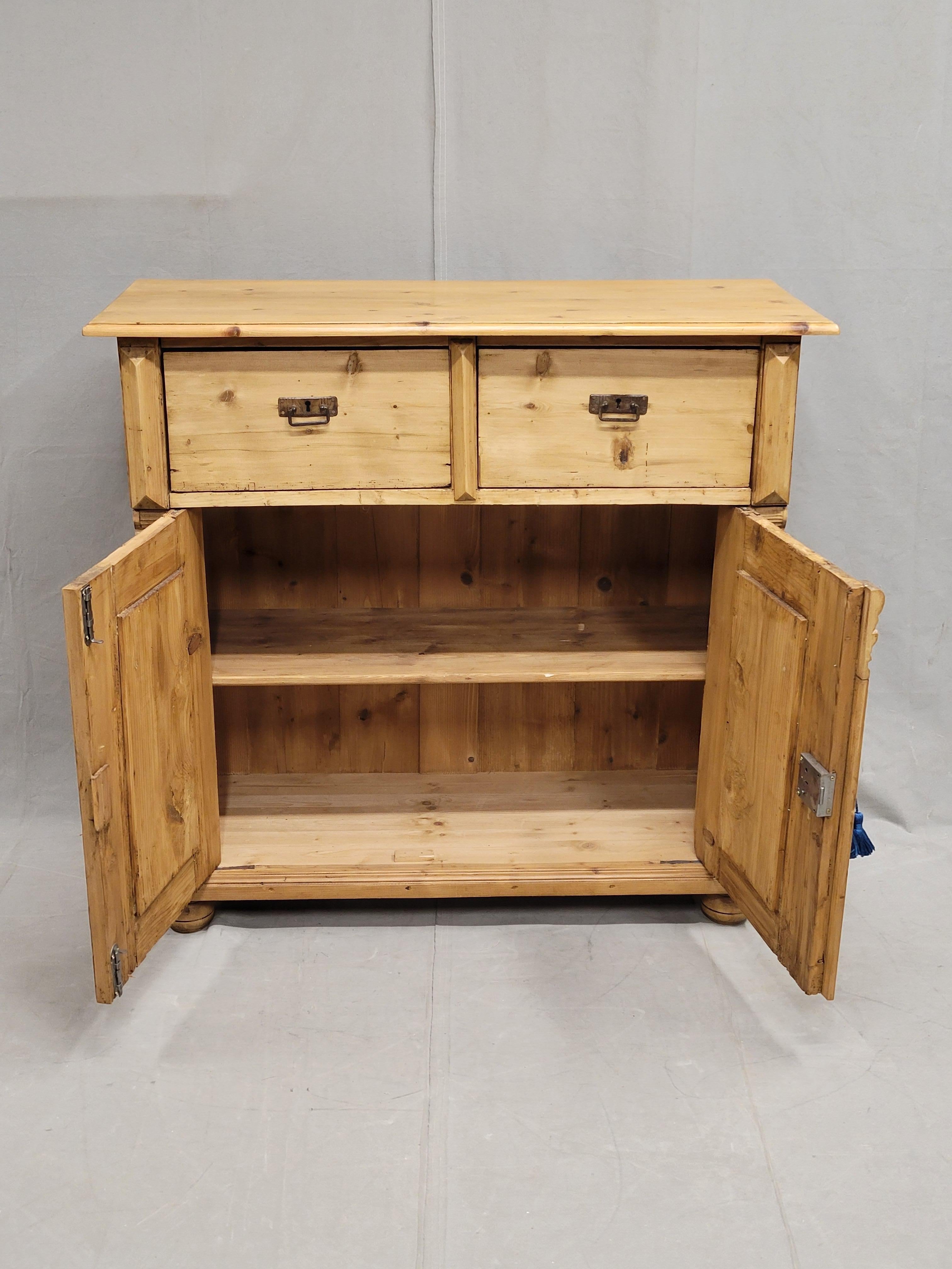 Czech Antique Eastern European Rustic Pine Buffet
