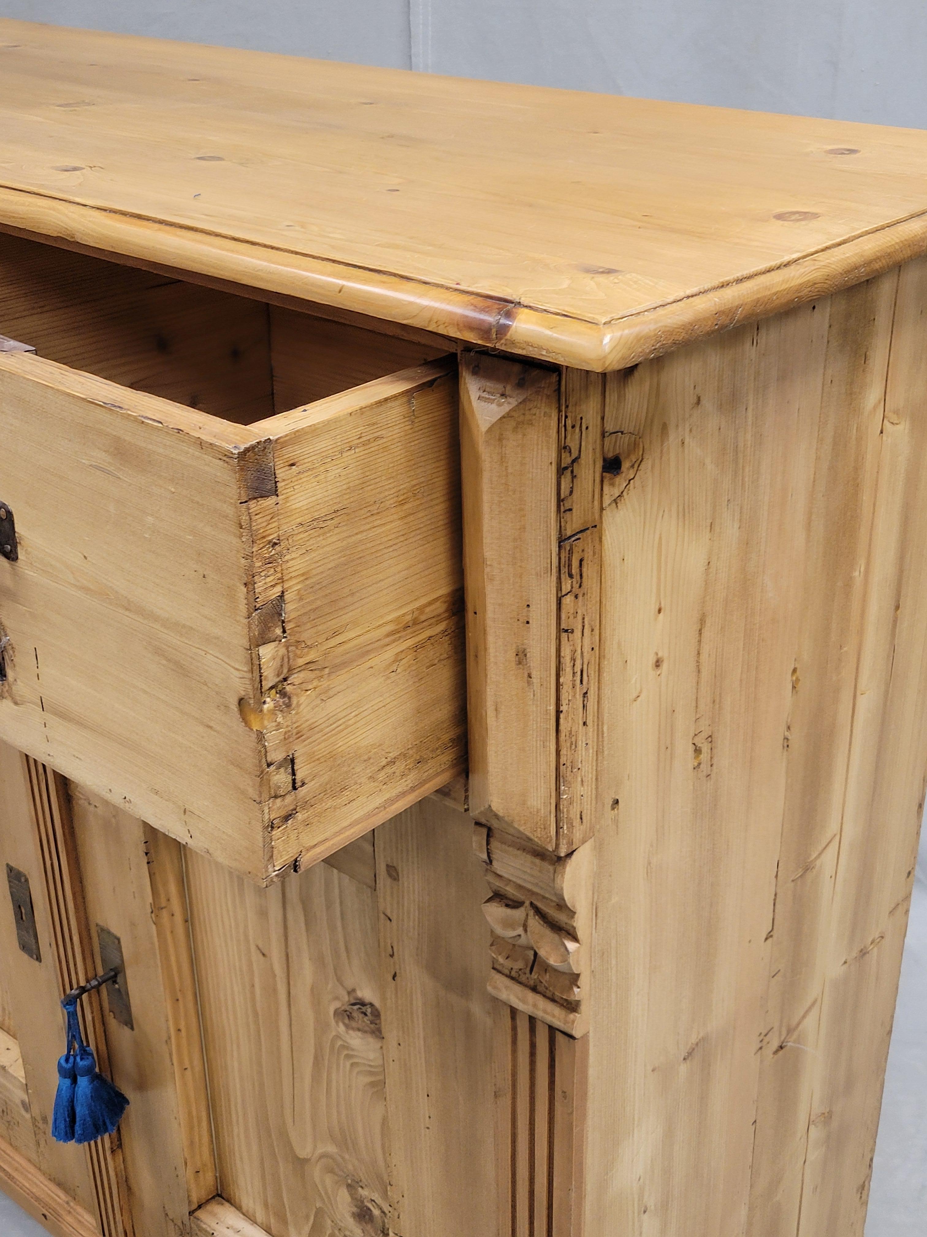 Antique Eastern European Rustic Pine Buffet In Good Condition In Centennial, CO