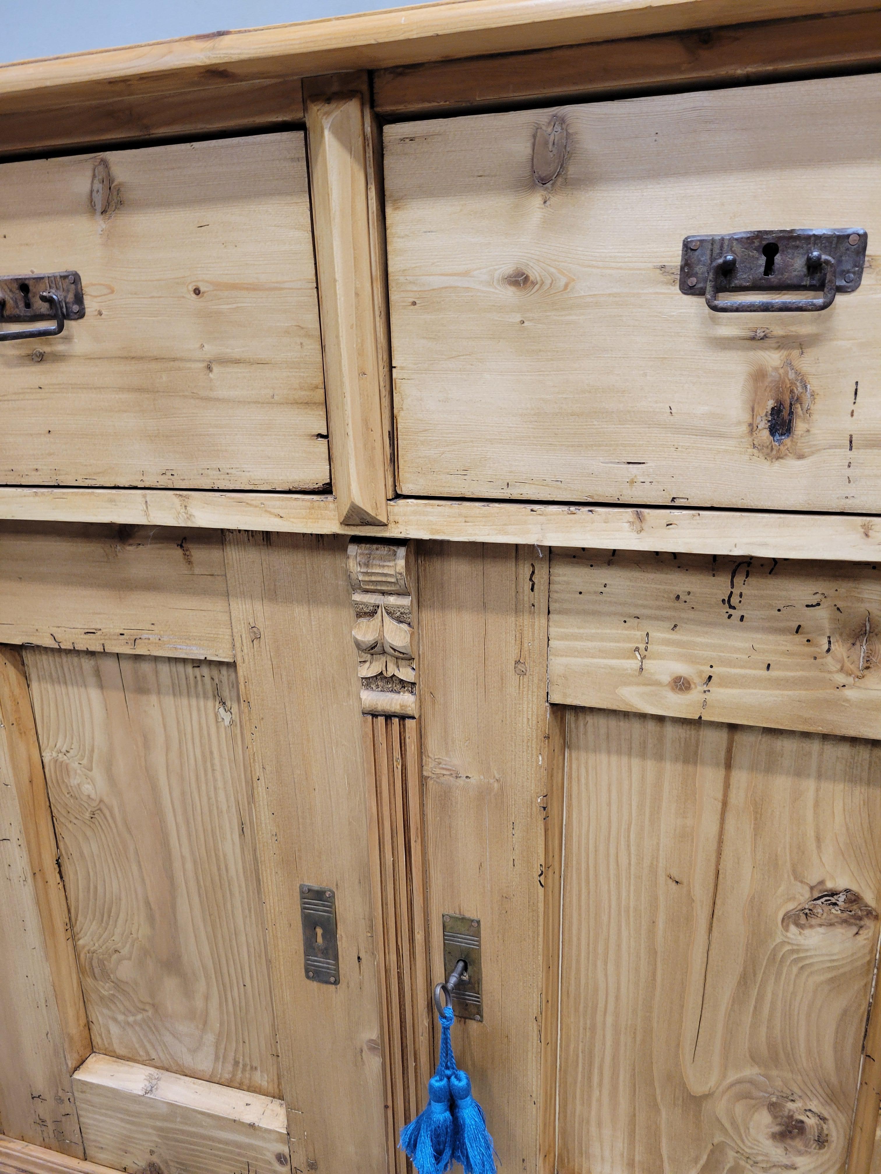Antique Eastern European Rustic Pine Buffet 2